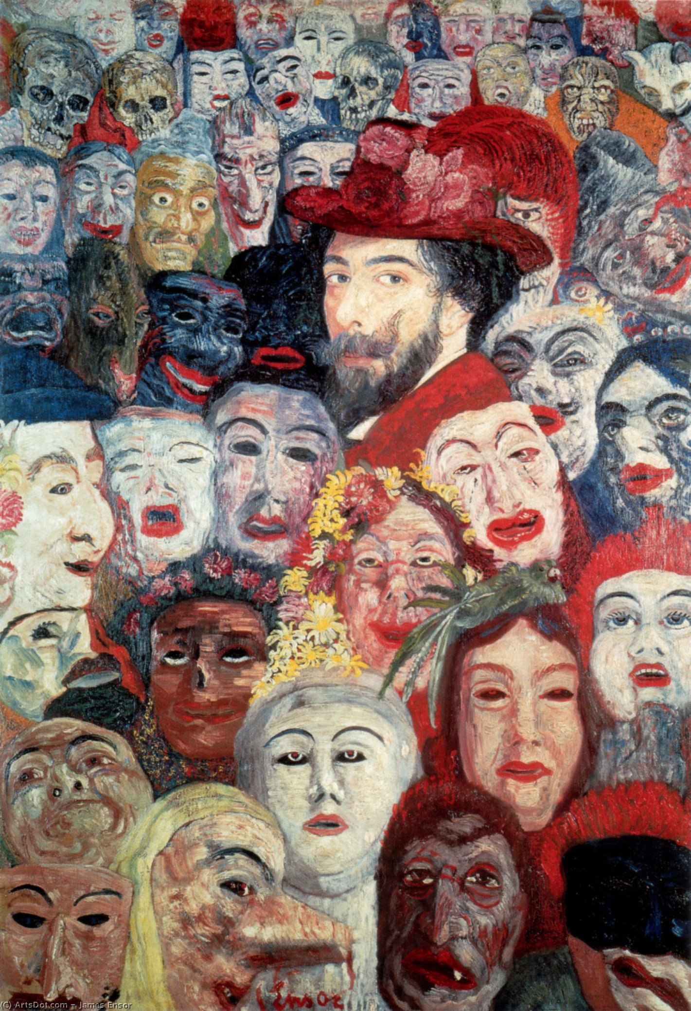 Wikioo.org - สารานุกรมวิจิตรศิลป์ - จิตรกรรม James Ensor - Ensor with Masks