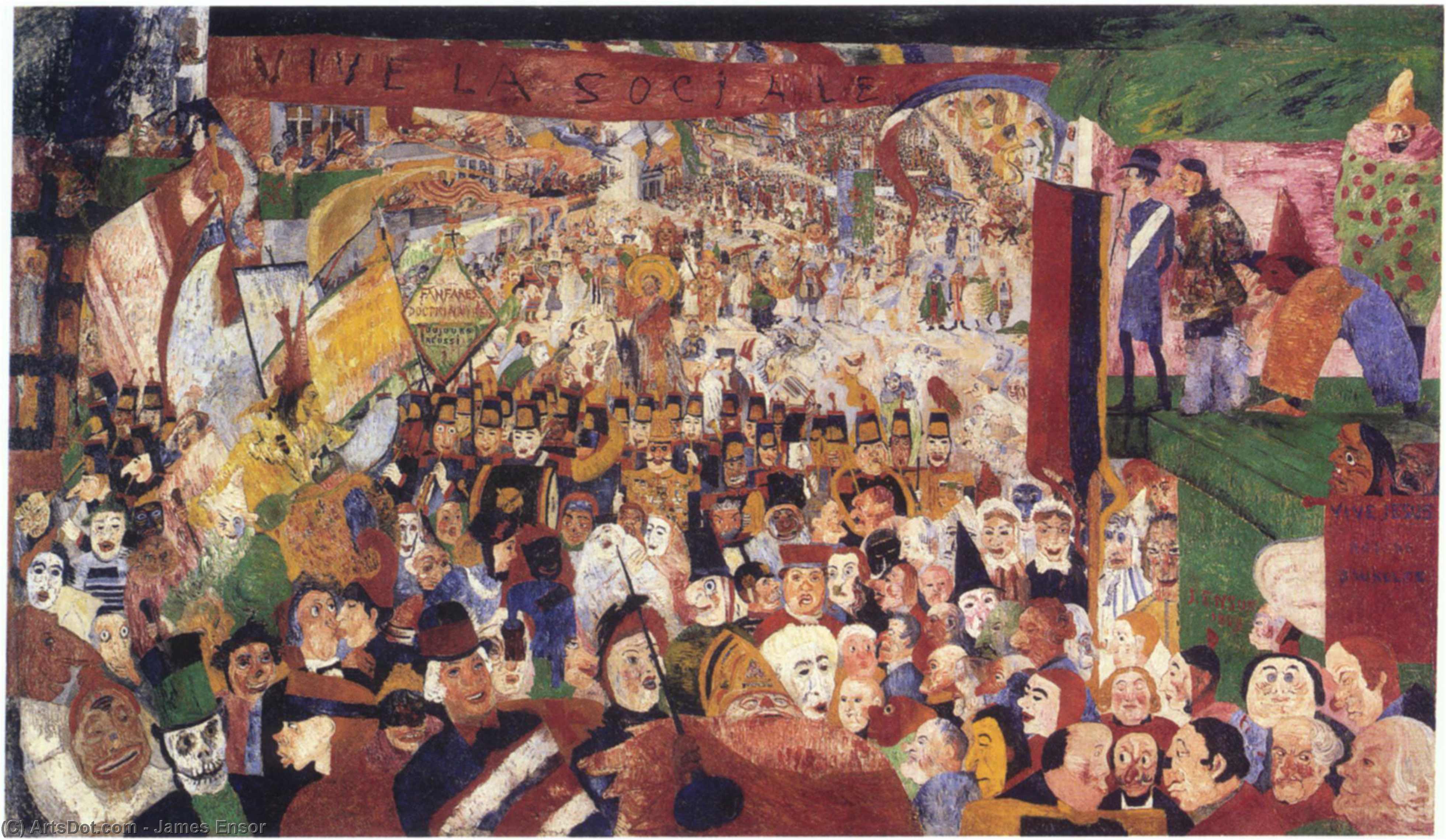 WikiOO.org - 百科事典 - 絵画、アートワーク James Ensor - ブリュッセルへのキリストの参入