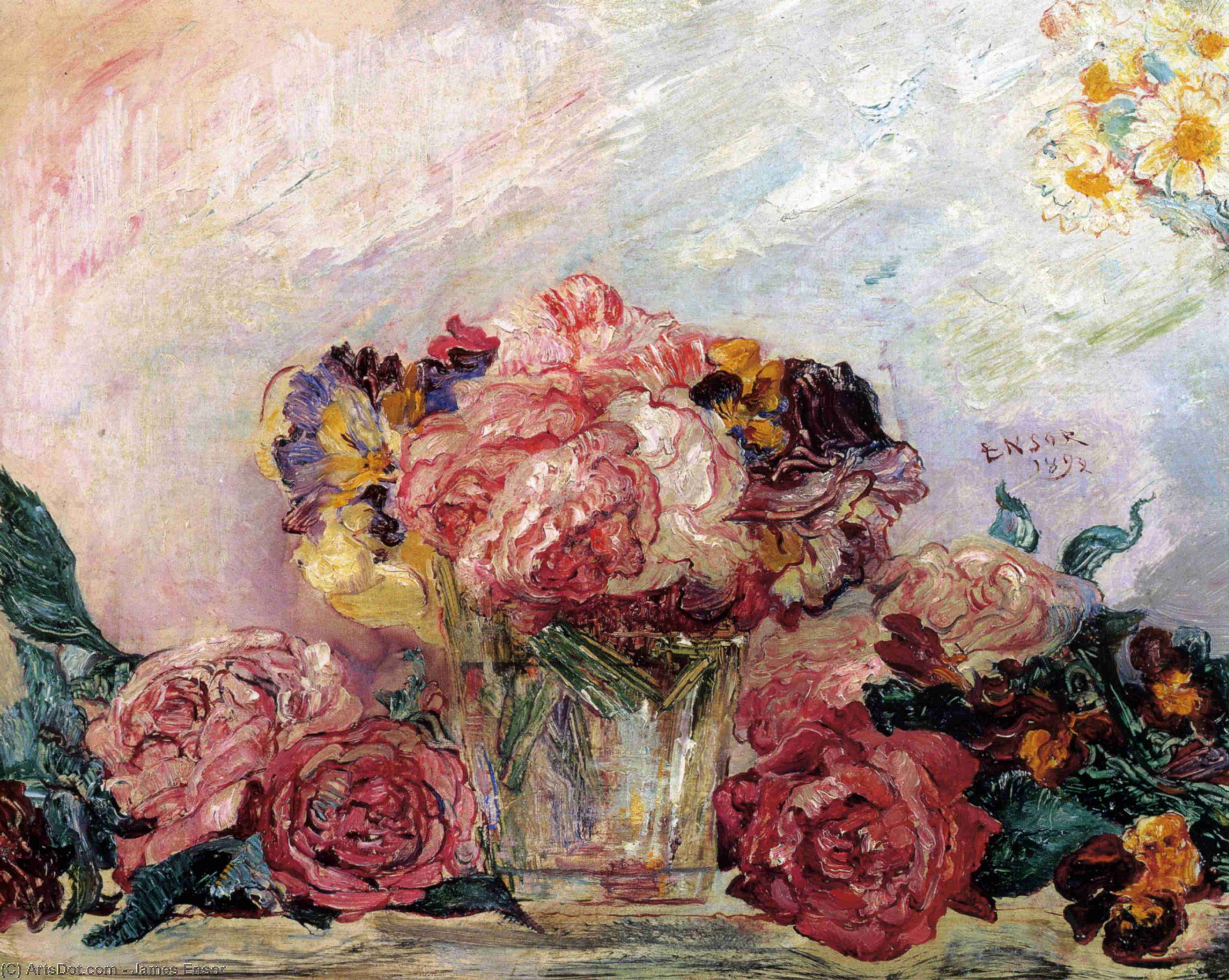 Wikioo.org - The Encyclopedia of Fine Arts - Painting, Artwork by James Ensor - Fleurs ou Les Roses