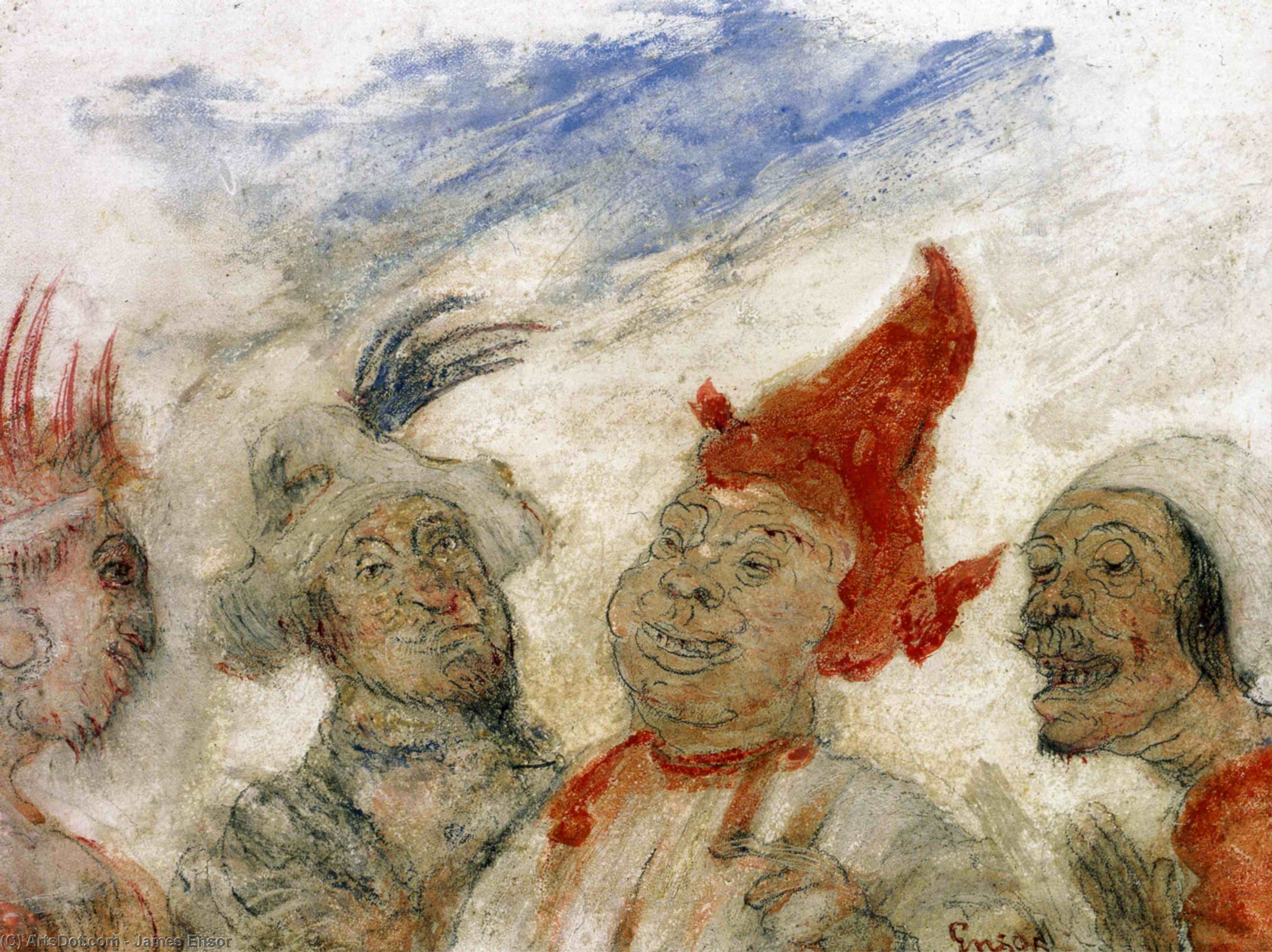 WikiOO.org - Encyclopedia of Fine Arts - Maleri, Artwork James Ensor - Gilles et Sauvage