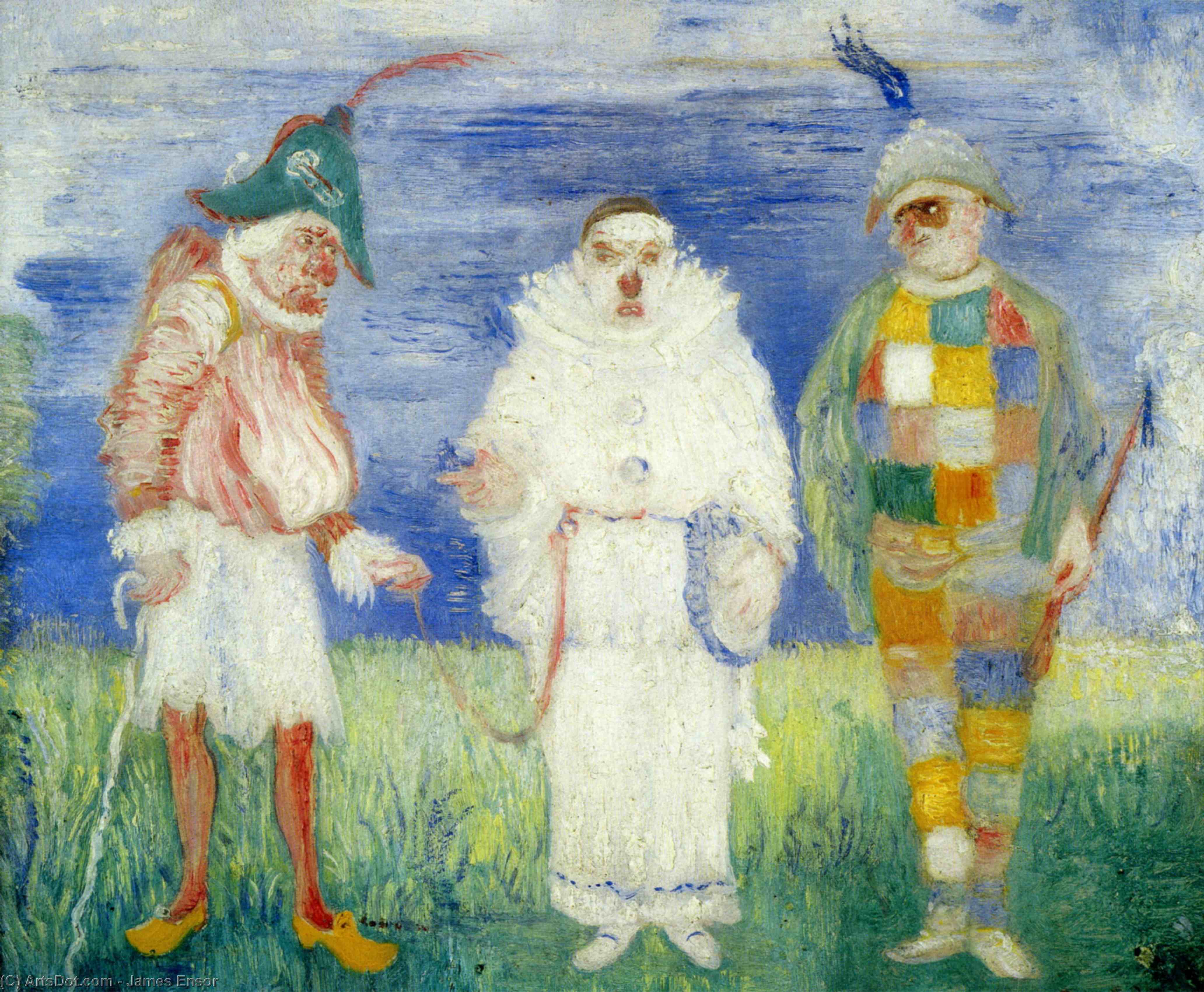 Wikioo.org - The Encyclopedia of Fine Arts - Painting, Artwork by James Ensor - L' Arrestation de Pierrot