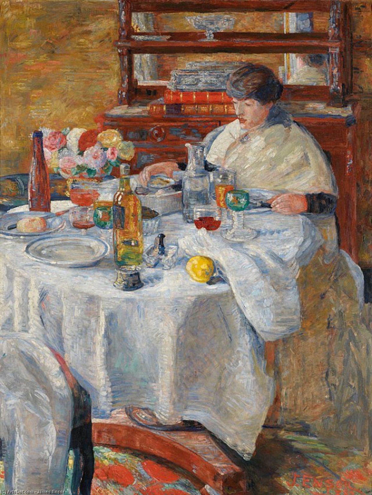 Wikioo.org - The Encyclopedia of Fine Arts - Painting, Artwork by James Ensor - La Mangeuse d' huitres