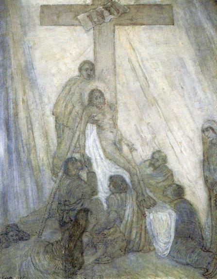 WikiOO.org - Encyclopedia of Fine Arts - Maalaus, taideteos James Ensor - La tranquille et sereine la Descente de la croix