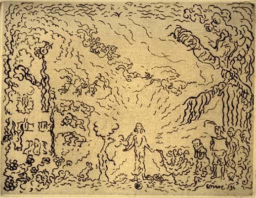 Wikioo.org – La Enciclopedia de las Bellas Artes - Pintura, Obras de arte de James Ensor - el diablo en el moulin