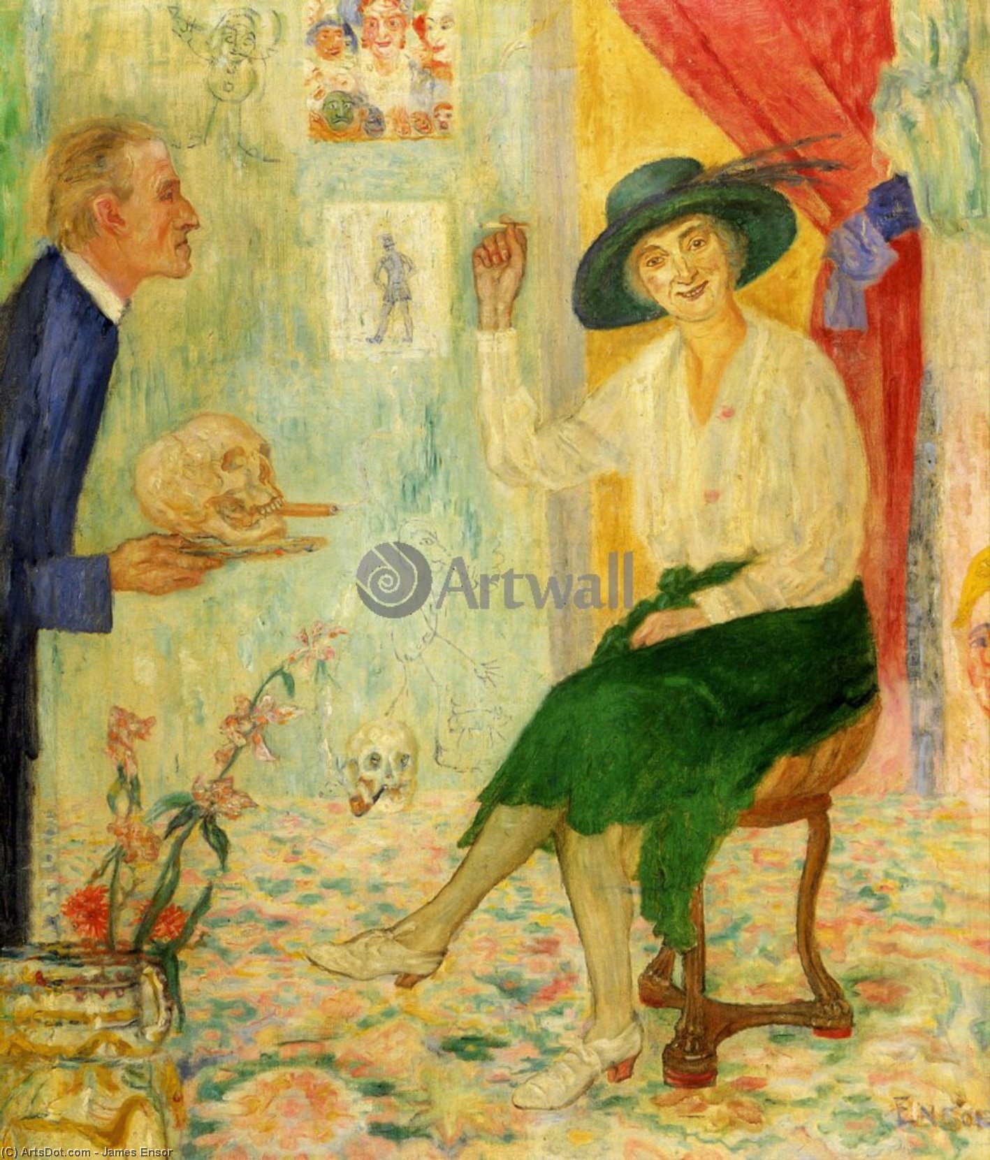 Wikioo.org – L'Enciclopedia delle Belle Arti - Pittura, Opere di James Ensor - drolatiques les fumeurs