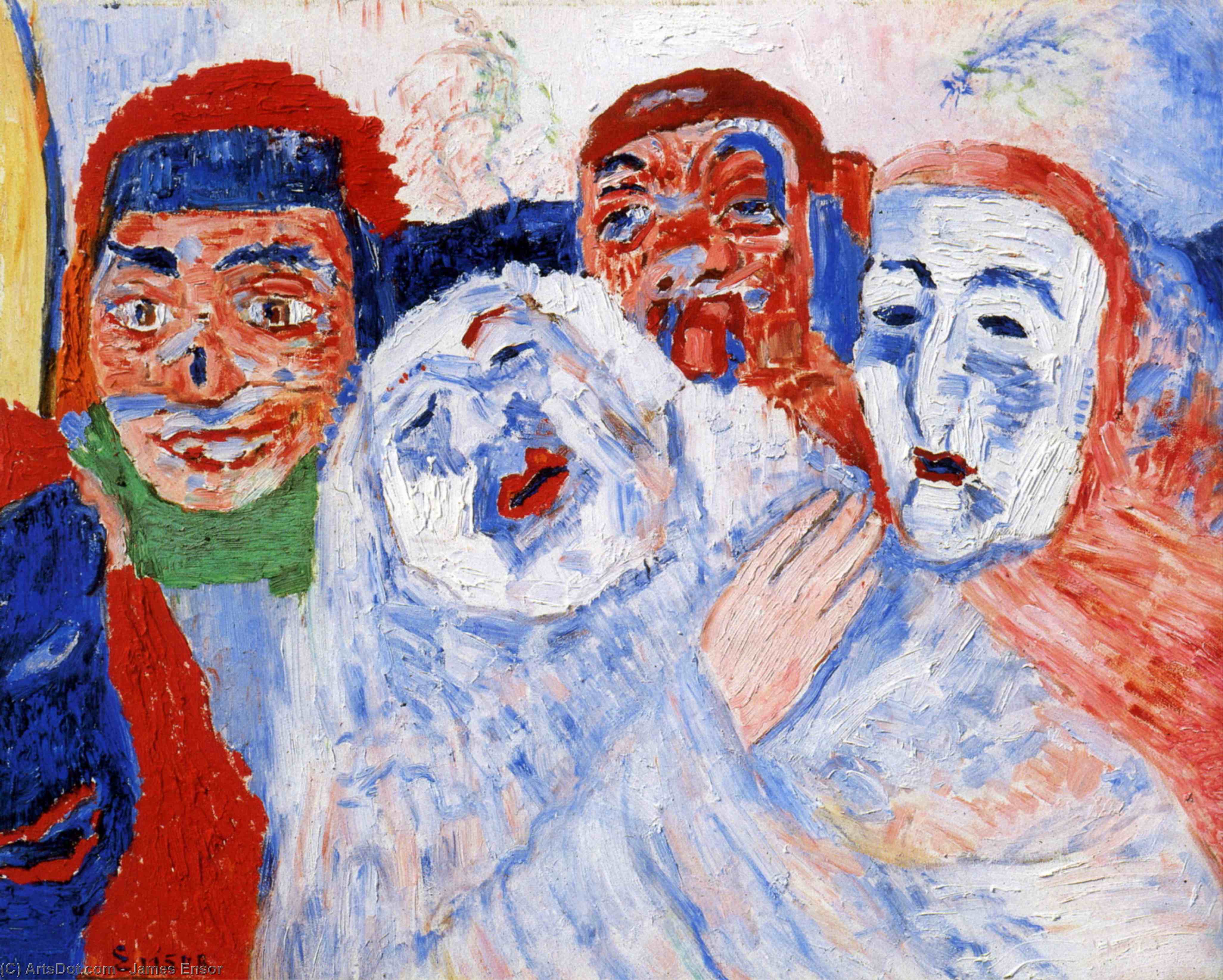 Wikioo.org - The Encyclopedia of Fine Arts - Painting, Artwork by James Ensor - Masques Chantants