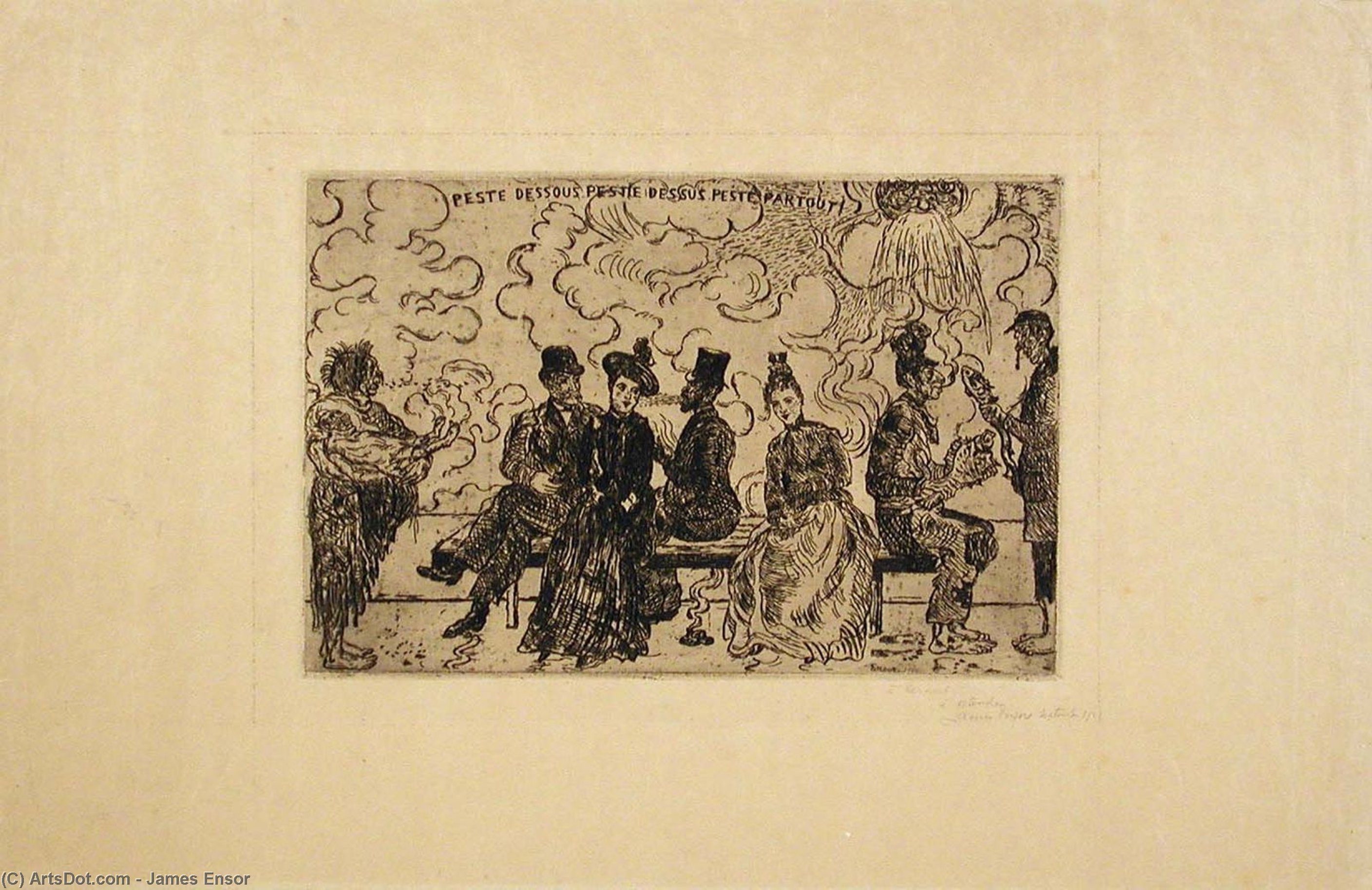 Wikioo.org - The Encyclopedia of Fine Arts - Painting, Artwork by James Ensor - Plague Below, Plague Above, Plague Everywhere