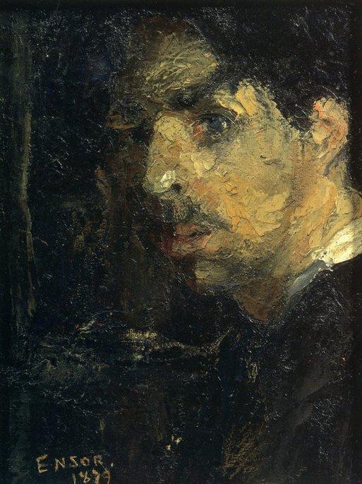 Wikioo.org – L'Encyclopédie des Beaux Arts - Peinture, Oeuvre de James Ensor - Portrait de l Artiste tete dit de Grosse