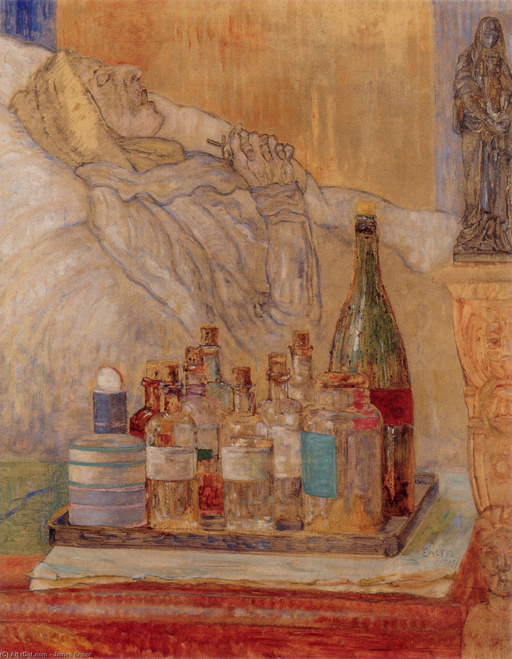 Wikioo.org - The Encyclopedia of Fine Arts - Painting, Artwork by James Ensor - The Artist's Mother in Death