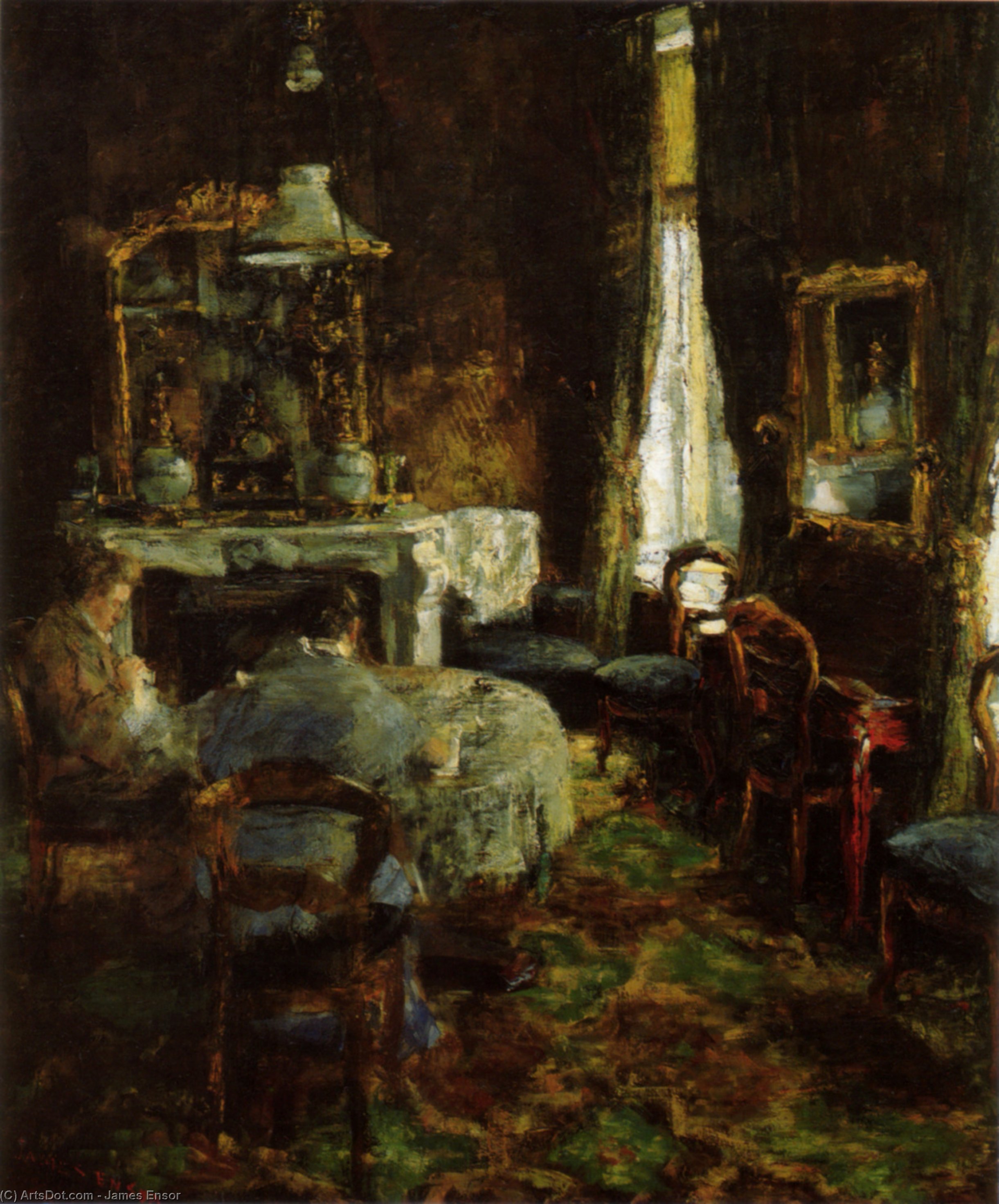 WikiOO.org - Encyclopedia of Fine Arts - Schilderen, Artwork James Ensor - The Bourgeois Salon
