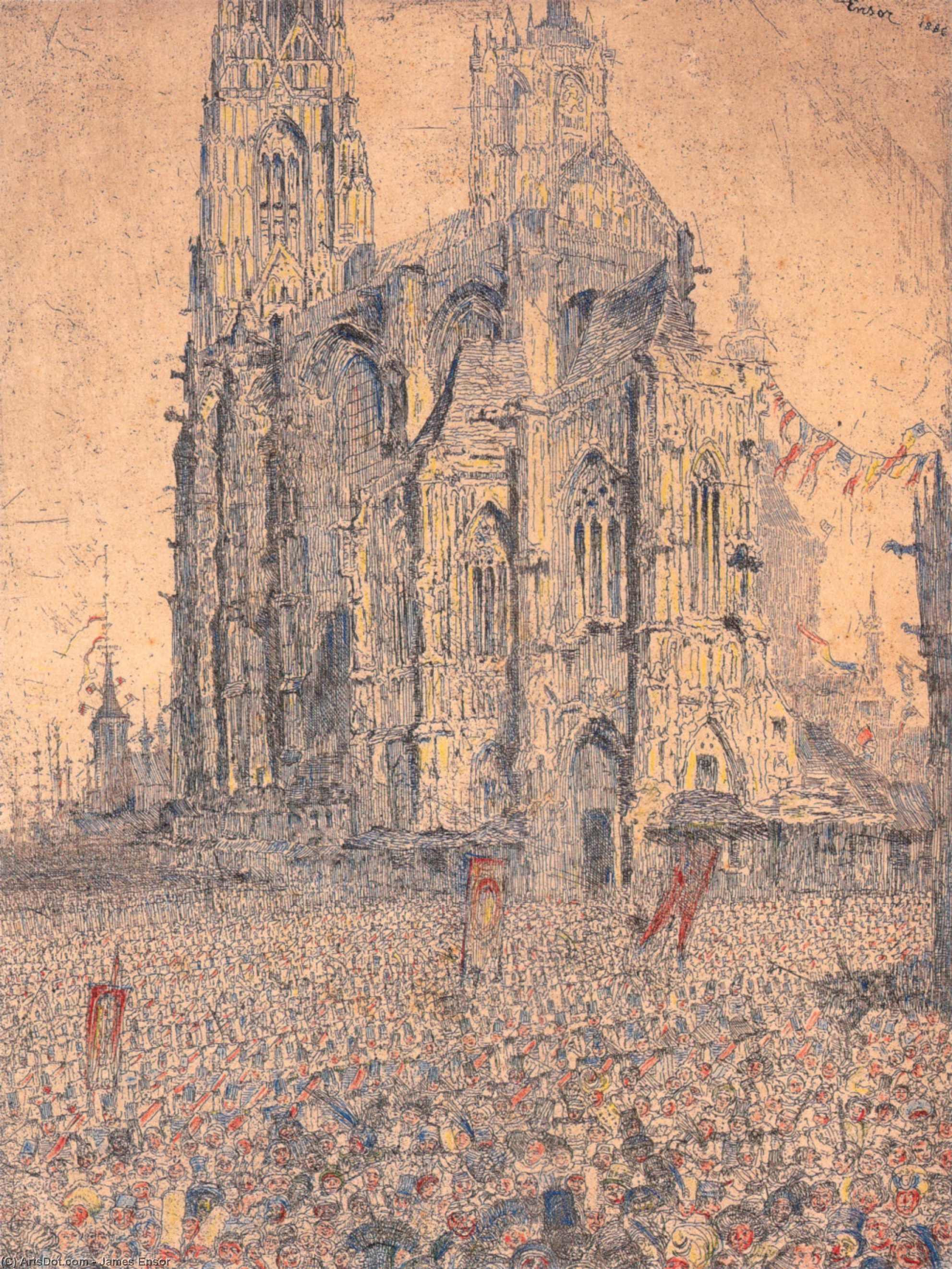 Wikioo.org - The Encyclopedia of Fine Arts - Painting, Artwork by James Ensor - The Cathedral