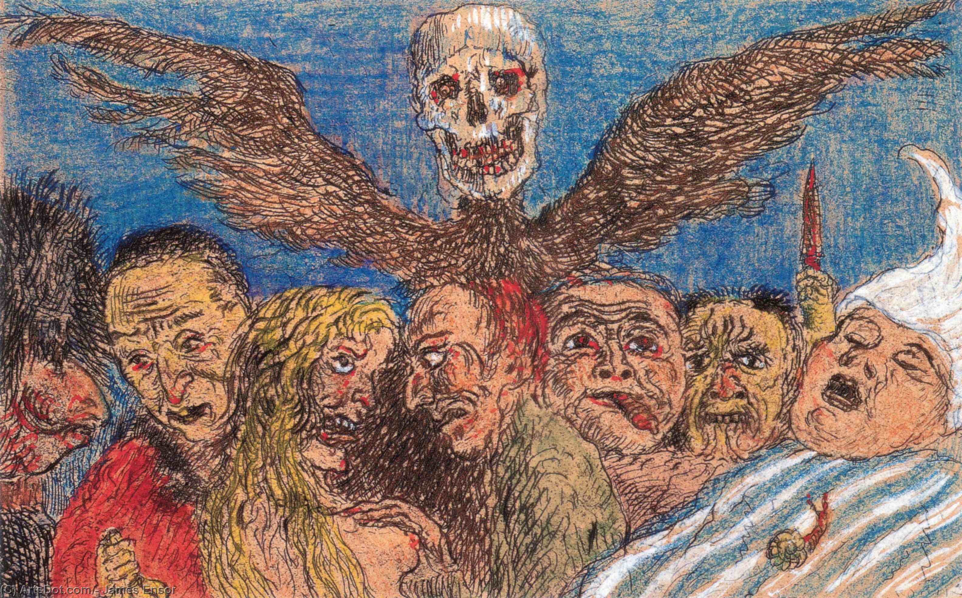 Wikioo.org - The Encyclopedia of Fine Arts - Painting, Artwork by James Ensor - The Deadly Sins Dominated by Death