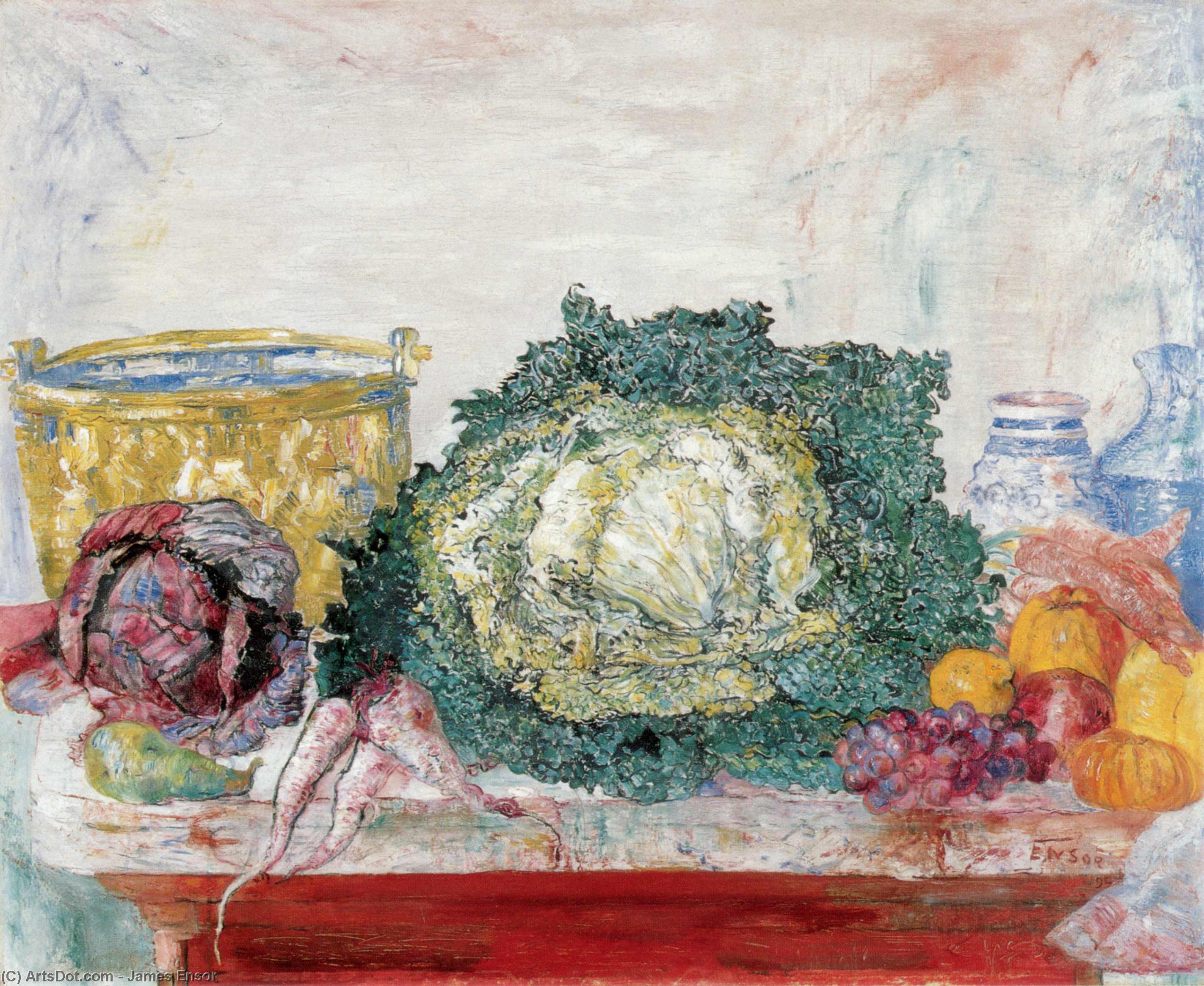 Wikioo.org - The Encyclopedia of Fine Arts - Painting, Artwork by James Ensor - The Ornamental Cabbage