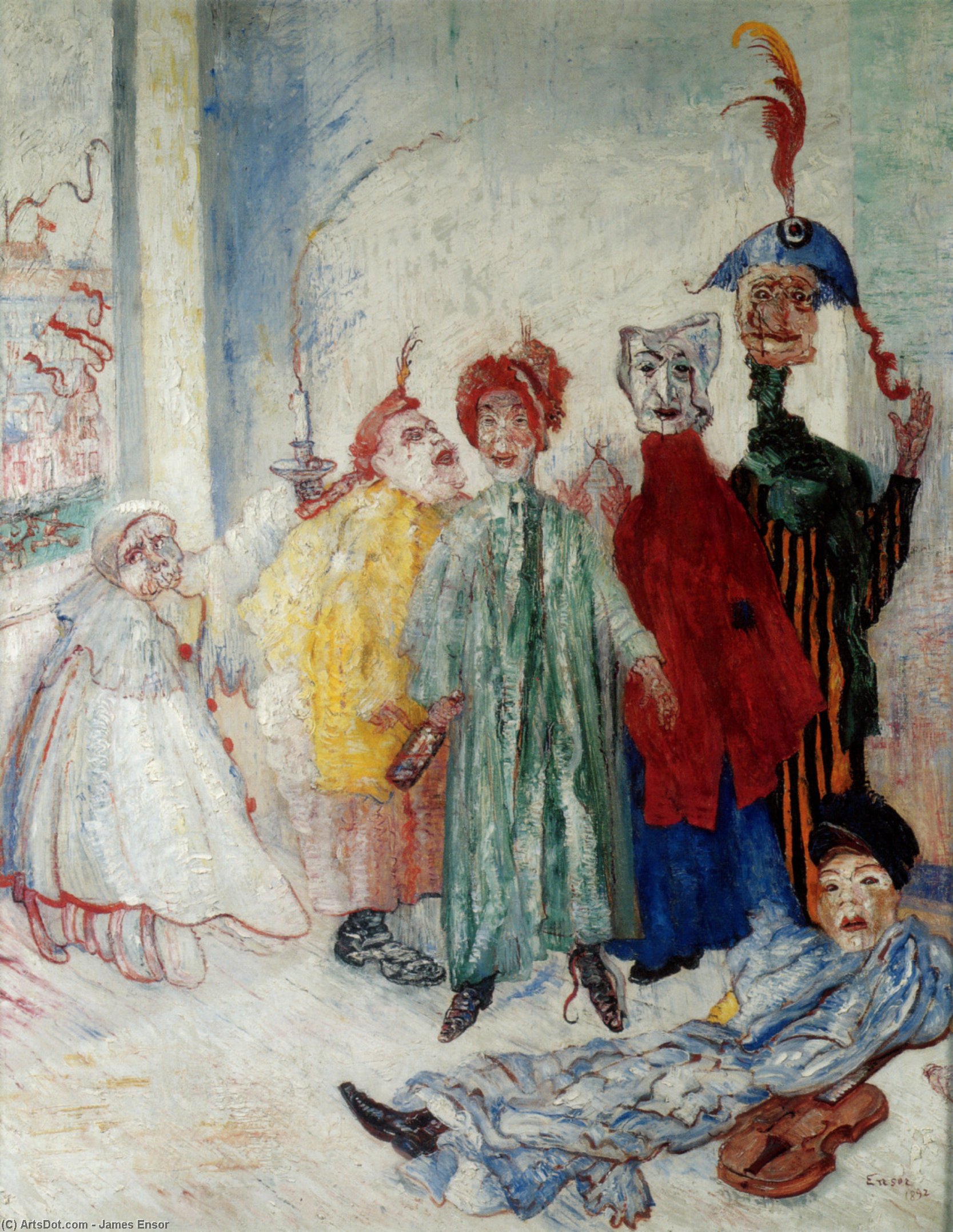 Wikioo.org - The Encyclopedia of Fine Arts - Painting, Artwork by James Ensor - The Strange Masks