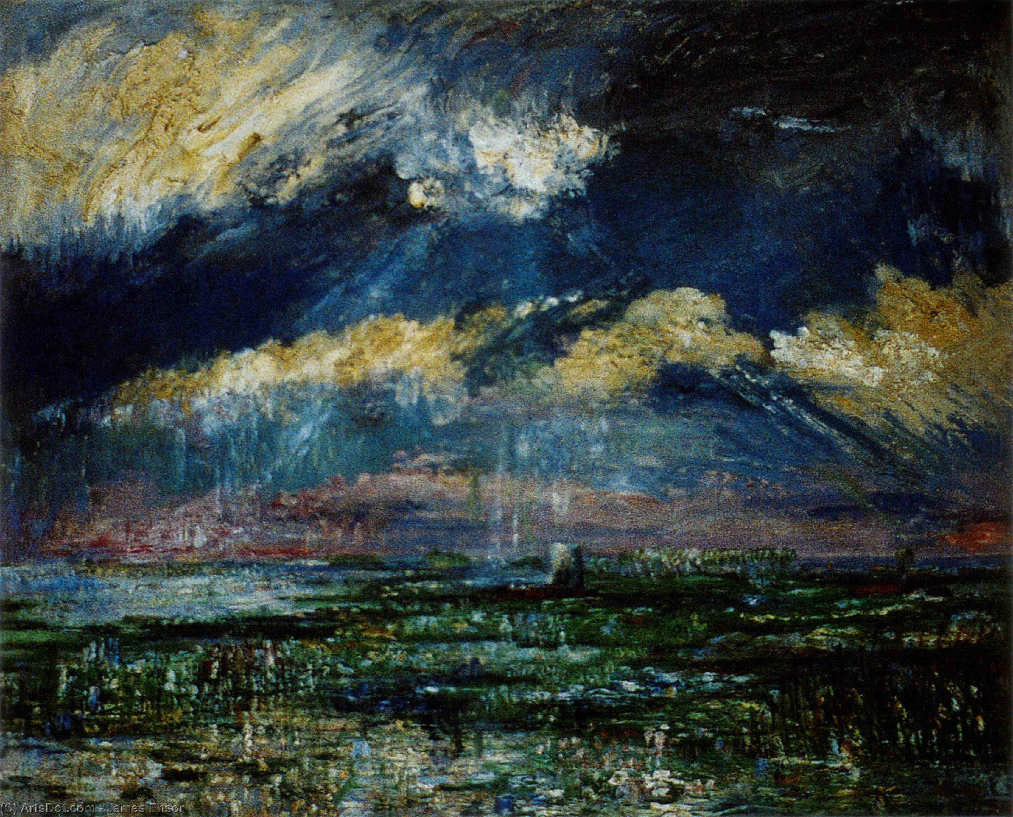 Wikioo.org - The Encyclopedia of Fine Arts - Painting, Artwork by James Ensor - The Tower of Lisseweghe