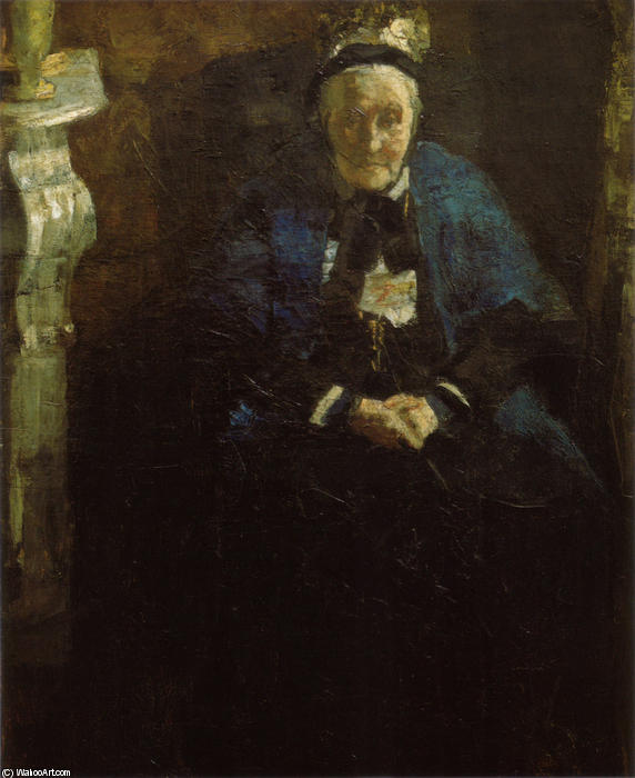 WikiOO.org - Encyclopedia of Fine Arts - Lukisan, Artwork James Ensor - Woman with Blue Shawl