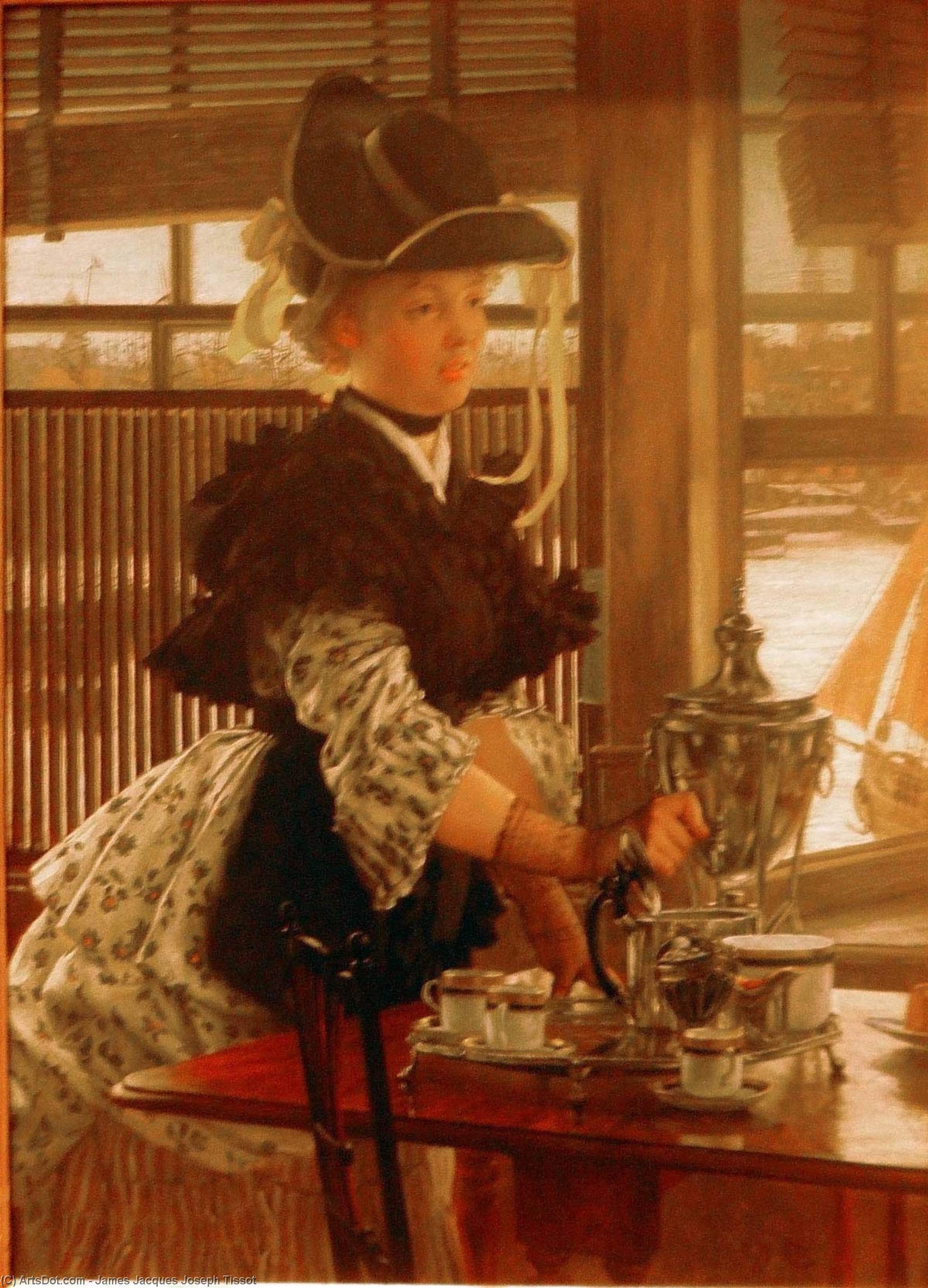 WikiOO.org - אנציקלופדיה לאמנויות יפות - ציור, יצירות אמנות James Jacques Joseph Tissot - Afternoon Coffee