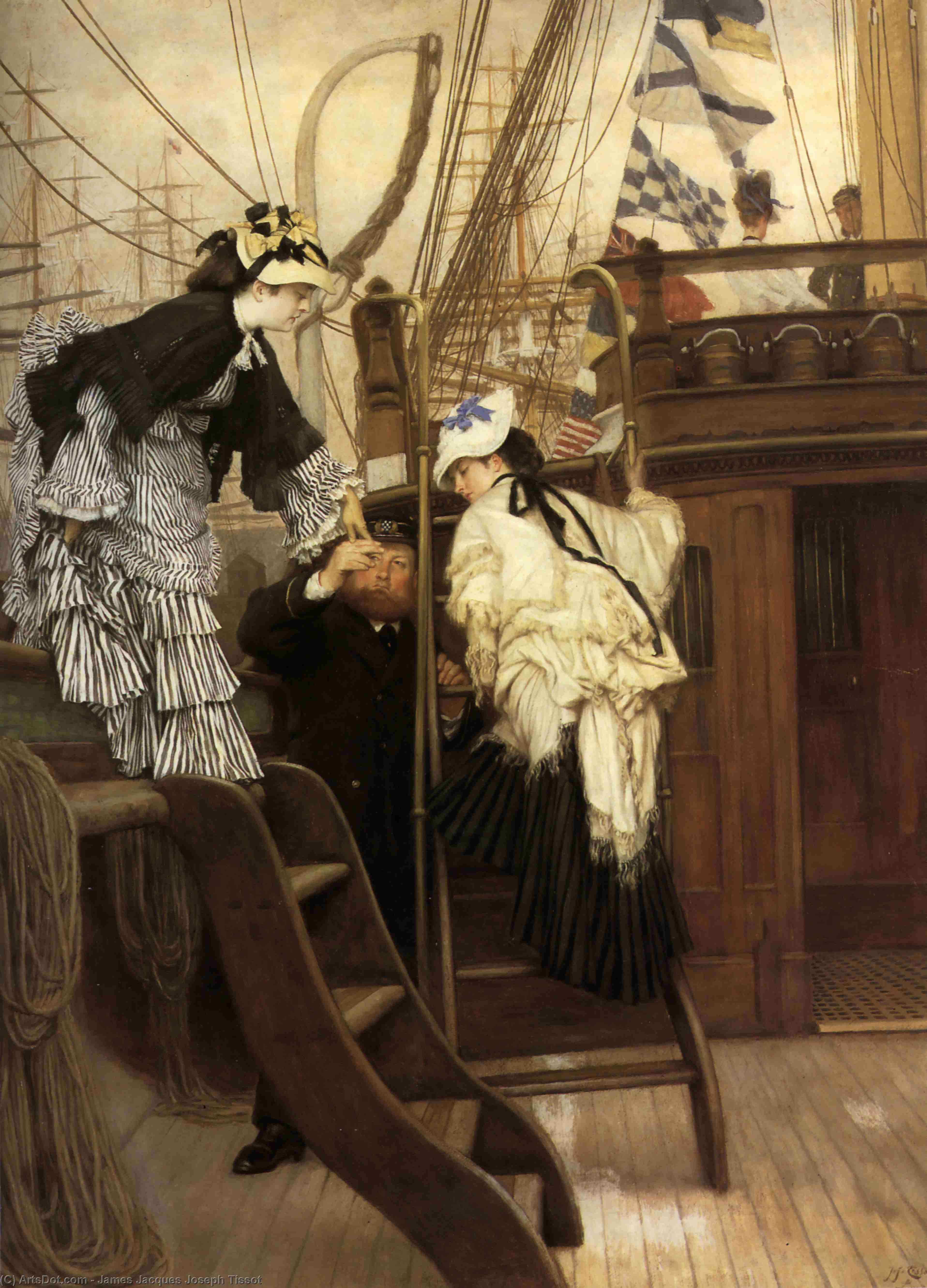 Wikioo.org - สารานุกรมวิจิตรศิลป์ - จิตรกรรม James Jacques Joseph Tissot - Boarding the Yacht