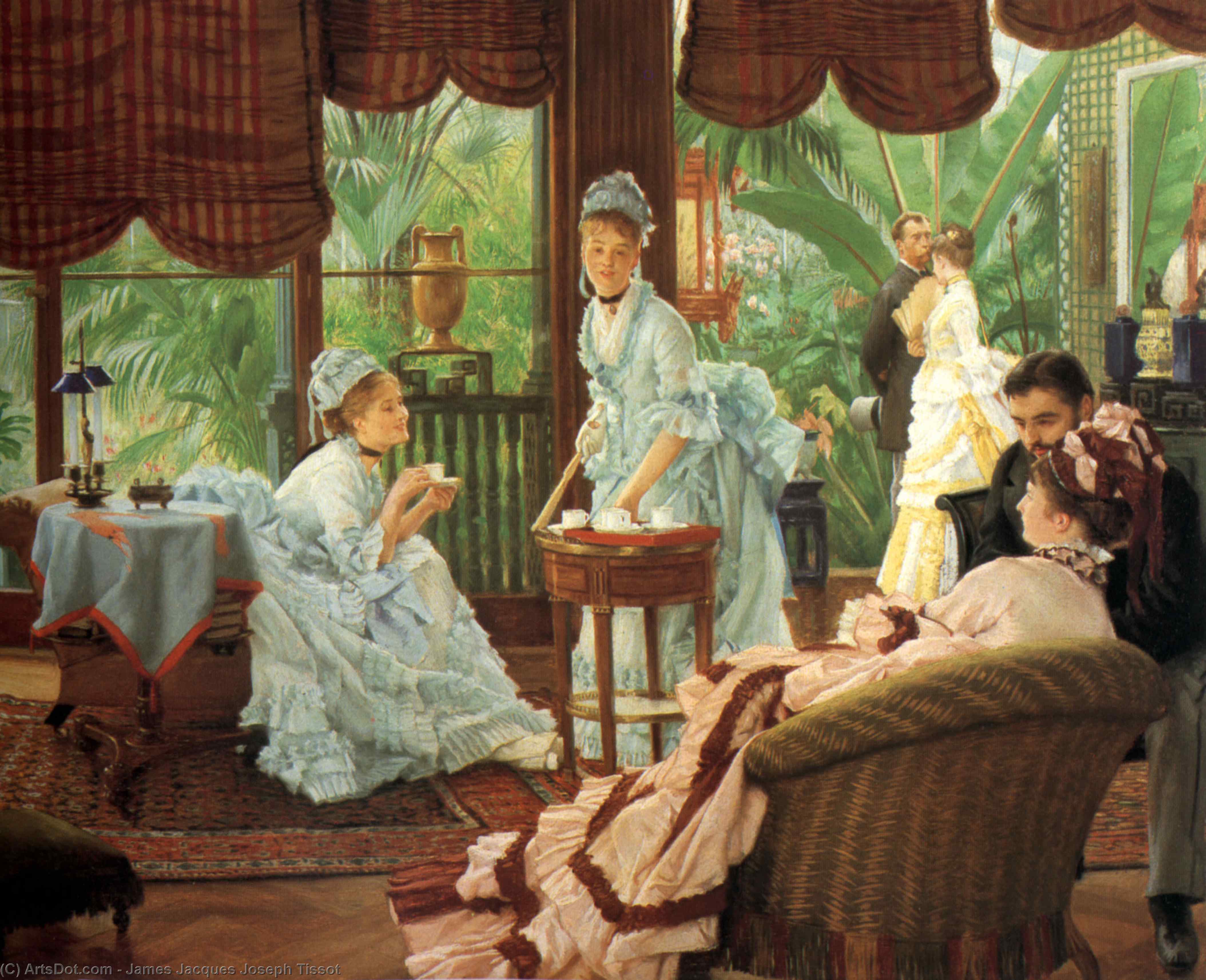 Wikioo.org - The Encyclopedia of Fine Arts - Painting, Artwork by James Jacques Joseph Tissot - In the Conservatory