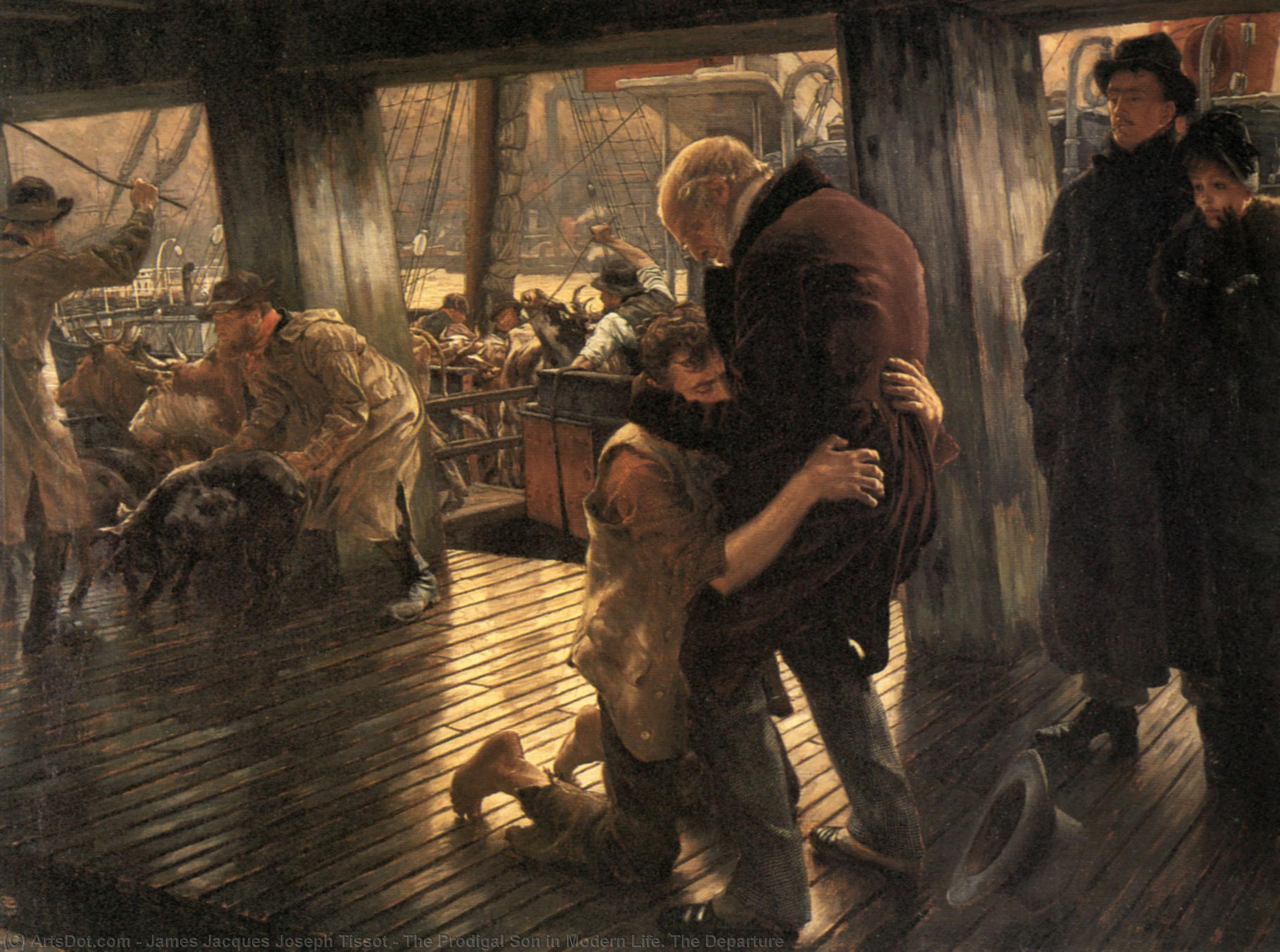 Wikioo.org - The Encyclopedia of Fine Arts - Painting, Artwork by James Jacques Joseph Tissot - The Prodigal Son in Modern Life. The Departure