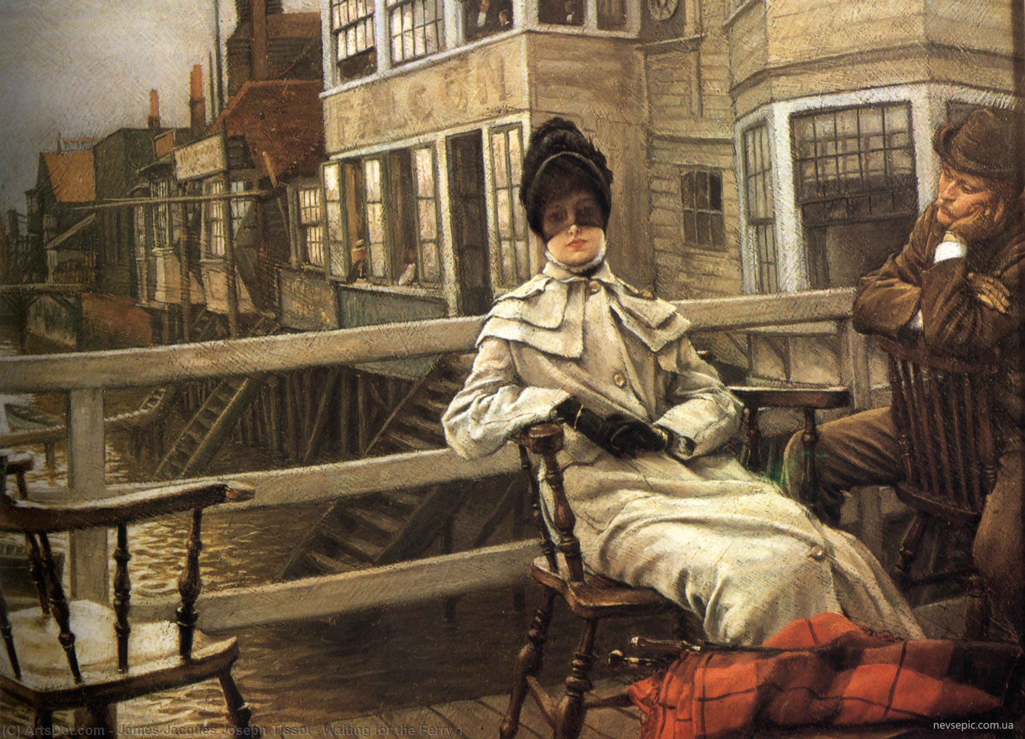 WikiOO.org - Encyclopedia of Fine Arts - Lukisan, Artwork James Jacques Joseph Tissot - Waiting for the Ferry 1