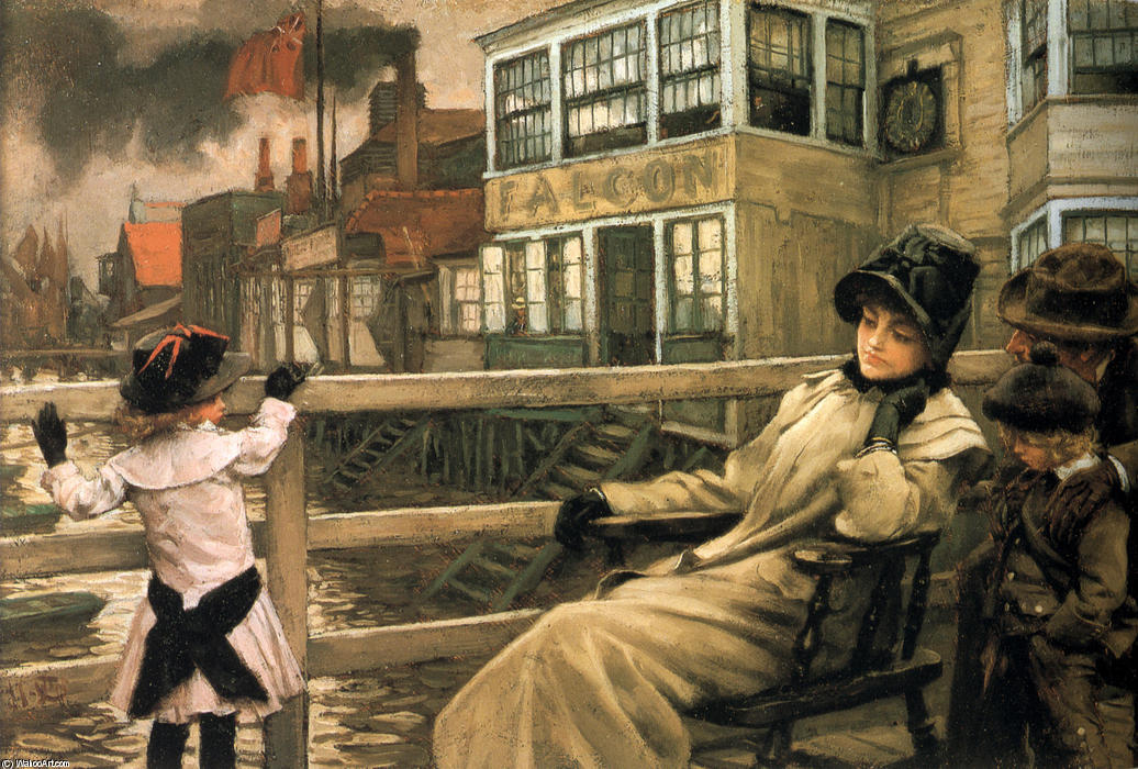 WikiOO.org - Εγκυκλοπαίδεια Καλών Τεχνών - Ζωγραφική, έργα τέχνης James Jacques Joseph Tissot - Waiting for the Ferry