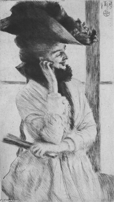 WikiOO.org - Encyclopedia of Fine Arts - Maleri, Artwork James Jacques Joseph Tissot - À la fenêtre