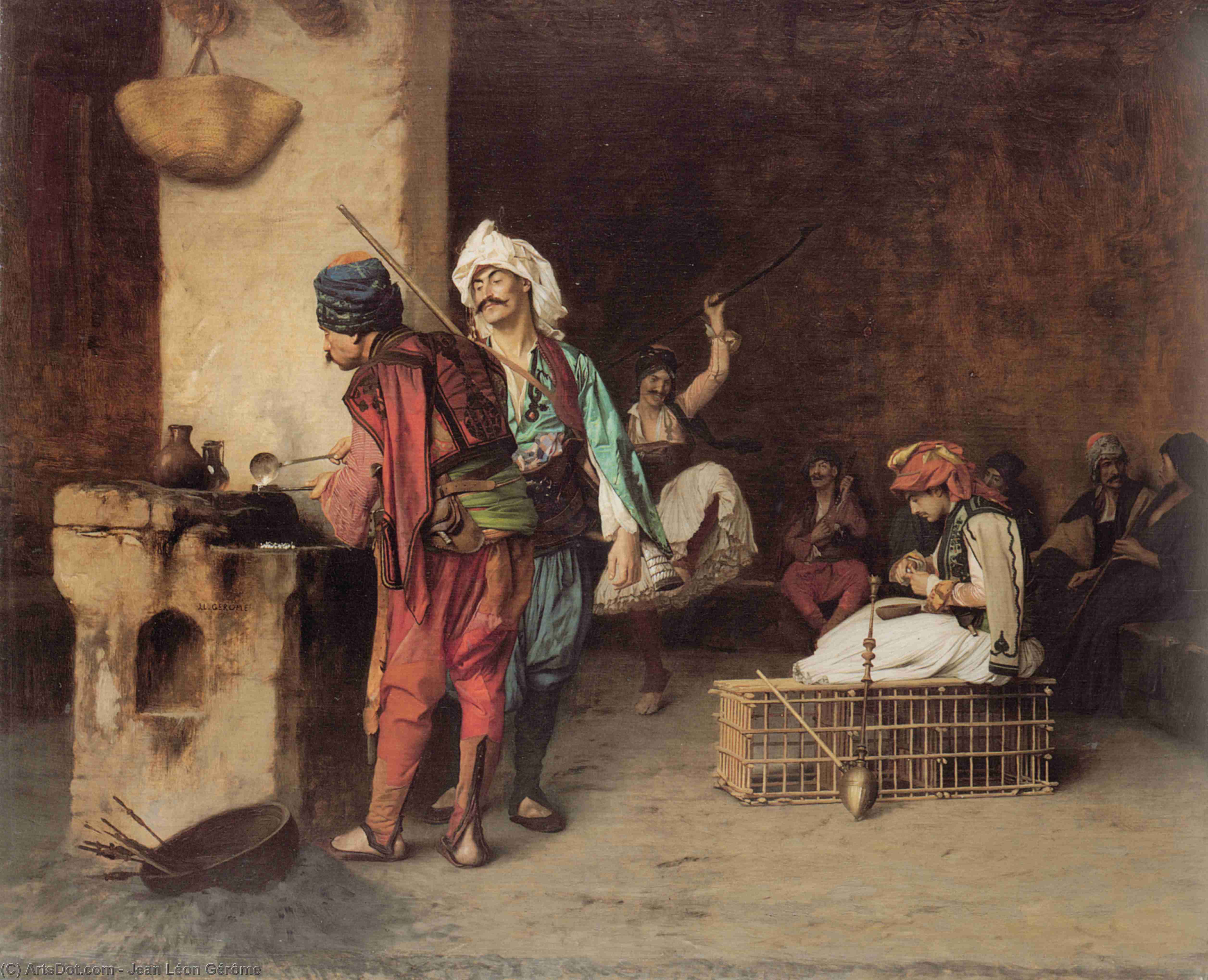 Wikioo.org - The Encyclopedia of Fine Arts - Painting, Artwork by Jean Léon Gérôme - A Café in Cairo
