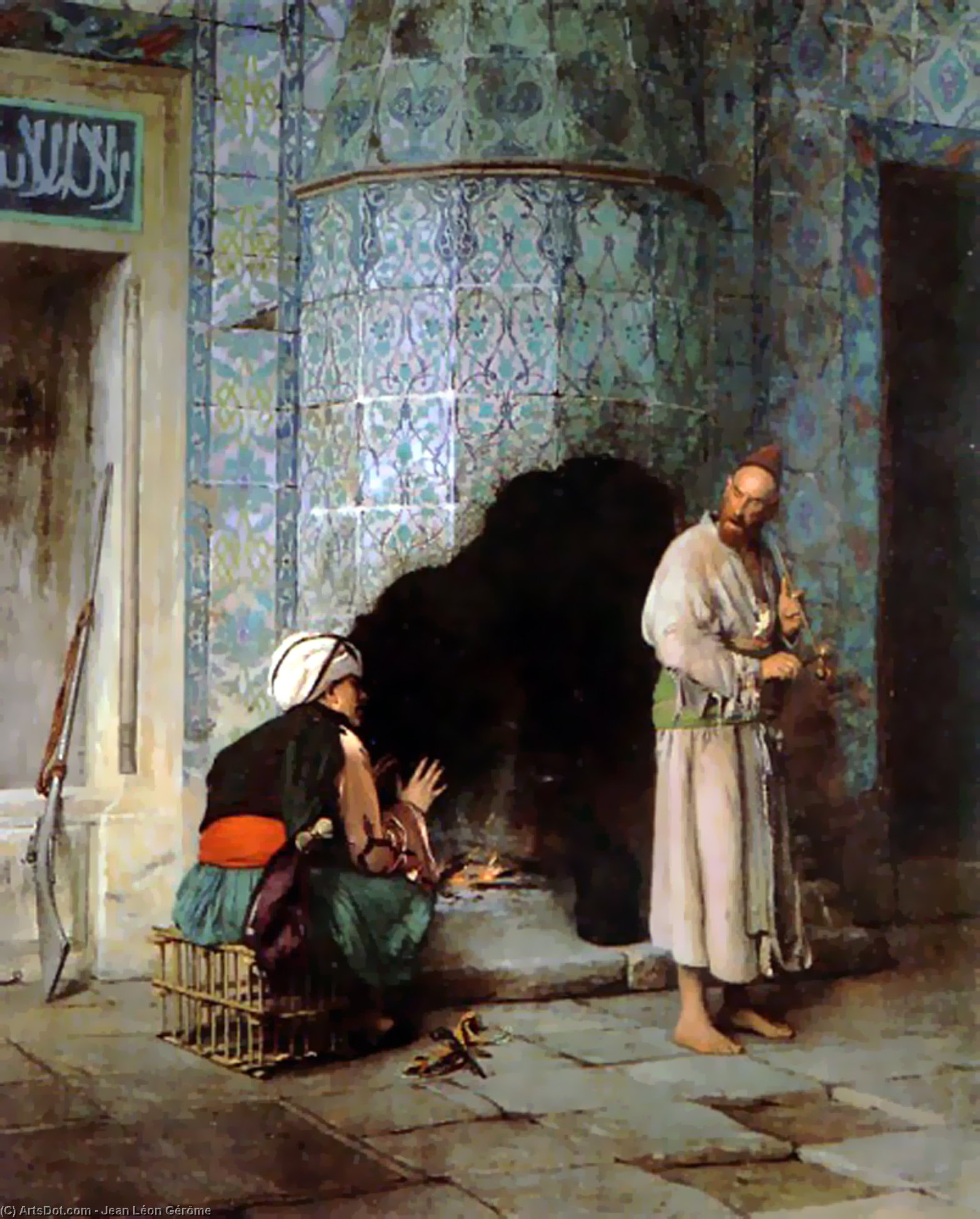 WikiOO.org - Enciclopedia of Fine Arts - Pictura, lucrări de artă Jean Léon Gérôme - A Chat by the Fireside