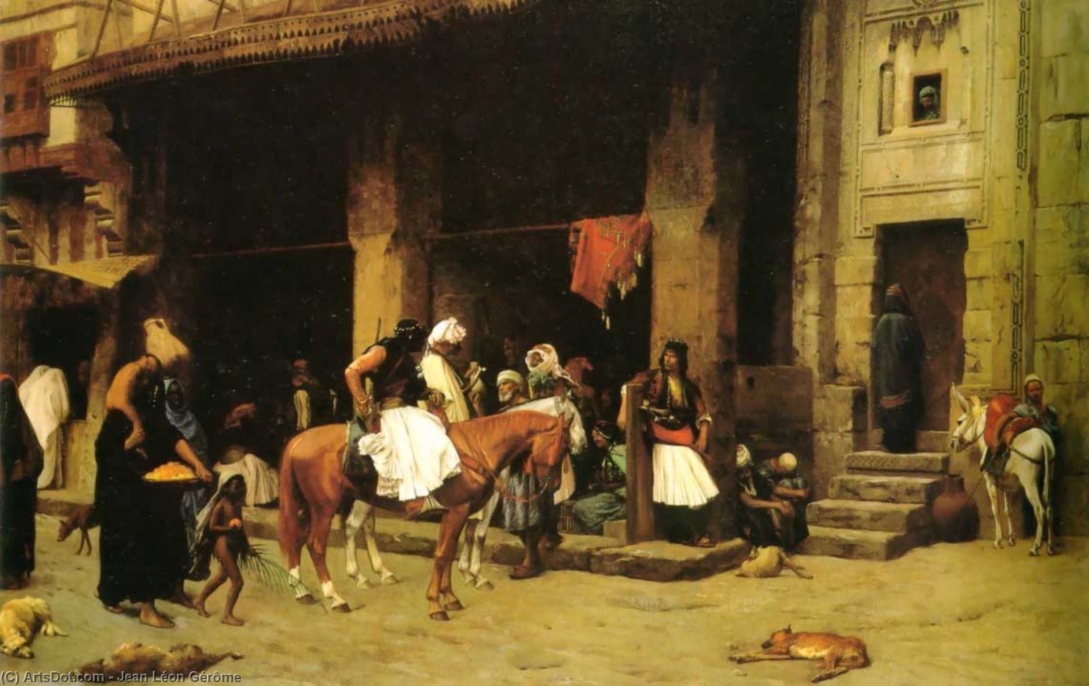 WikiOO.org - אנציקלופדיה לאמנויות יפות - ציור, יצירות אמנות Jean Léon Gérôme - A Street Scene in Cairo