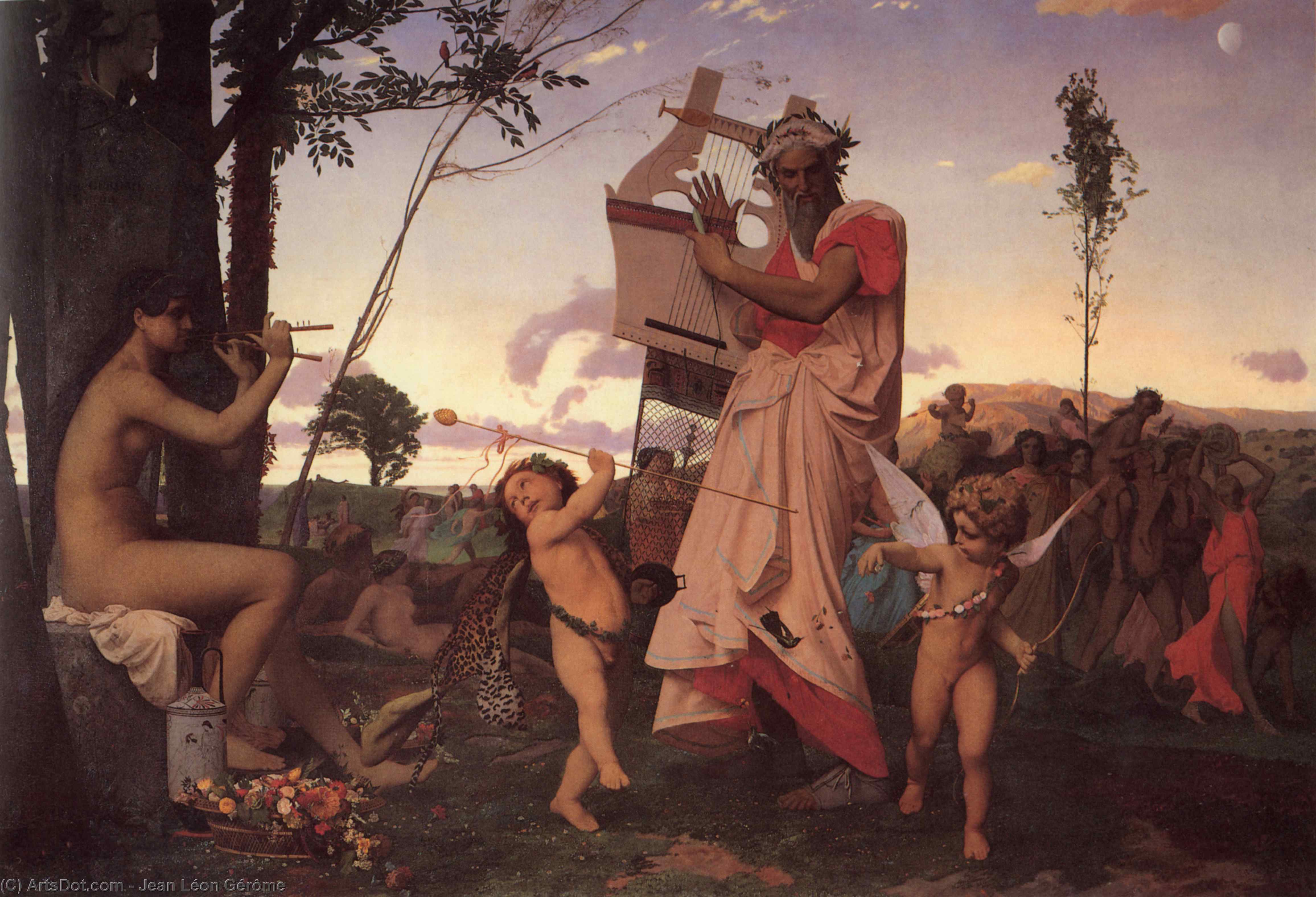 Wikioo.org - The Encyclopedia of Fine Arts - Painting, Artwork by Jean Léon Gérôme - Anacréon, Bacchus et l'amour