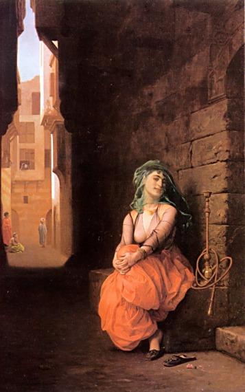 Wikioo.org - The Encyclopedia of Fine Arts - Painting, Artwork by Jean Léon Gérôme - Arab Girl with Waterpipe