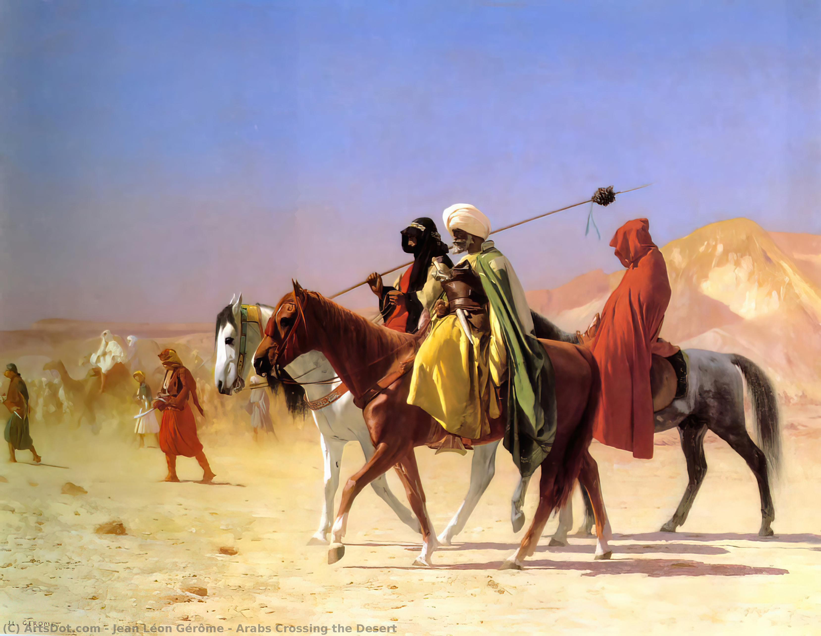 WikiOO.org - Енциклопедия за изящни изкуства - Живопис, Произведения на изкуството Jean Léon Gérôme - Arabs Crossing the Desert