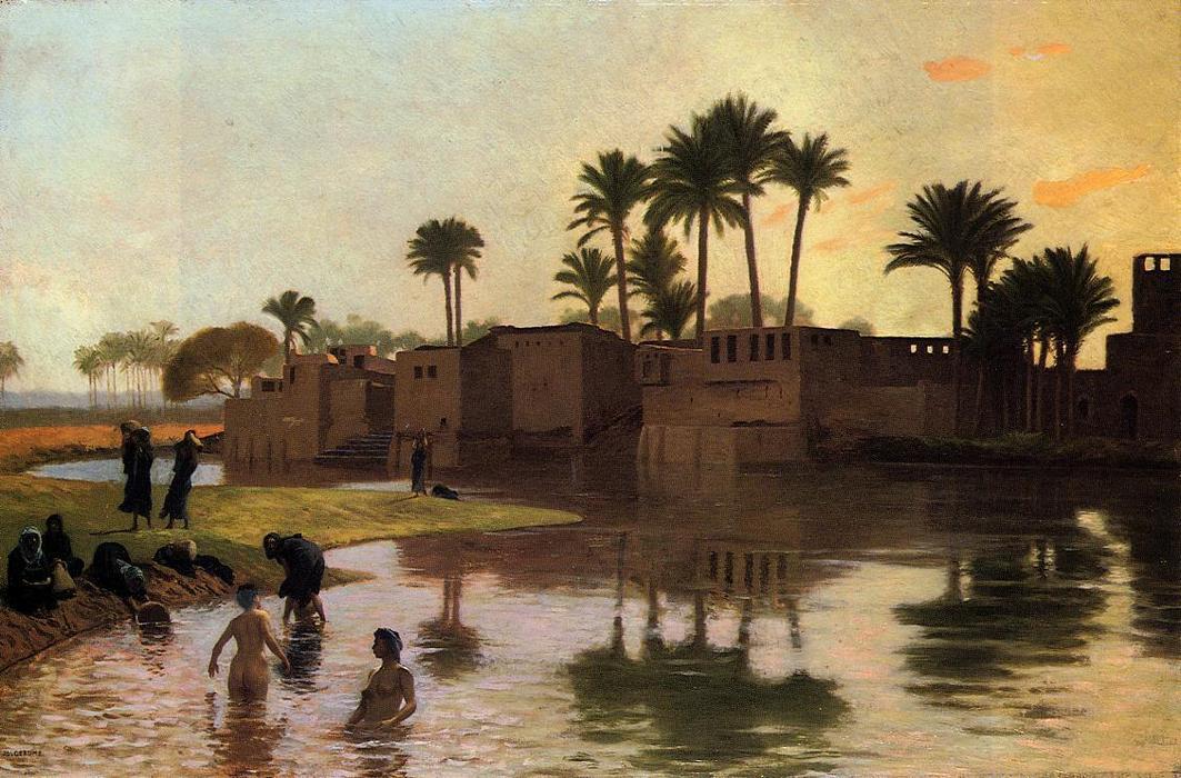 Wikioo.org - The Encyclopedia of Fine Arts - Painting, Artwork by Jean Léon Gérôme - Bathers by the Edge of a River
