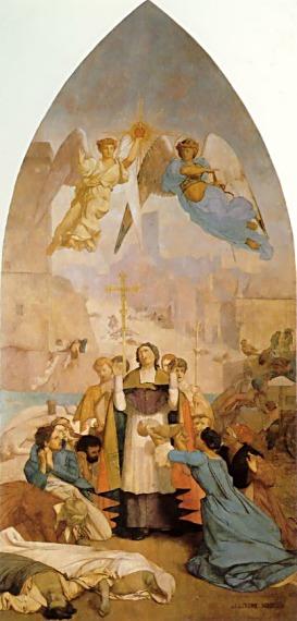 WikiOO.org - אנציקלופדיה לאמנויות יפות - ציור, יצירות אמנות Jean Léon Gérôme - Belzunc making a vow to the Sacred Heart during the Plague in Marseilles