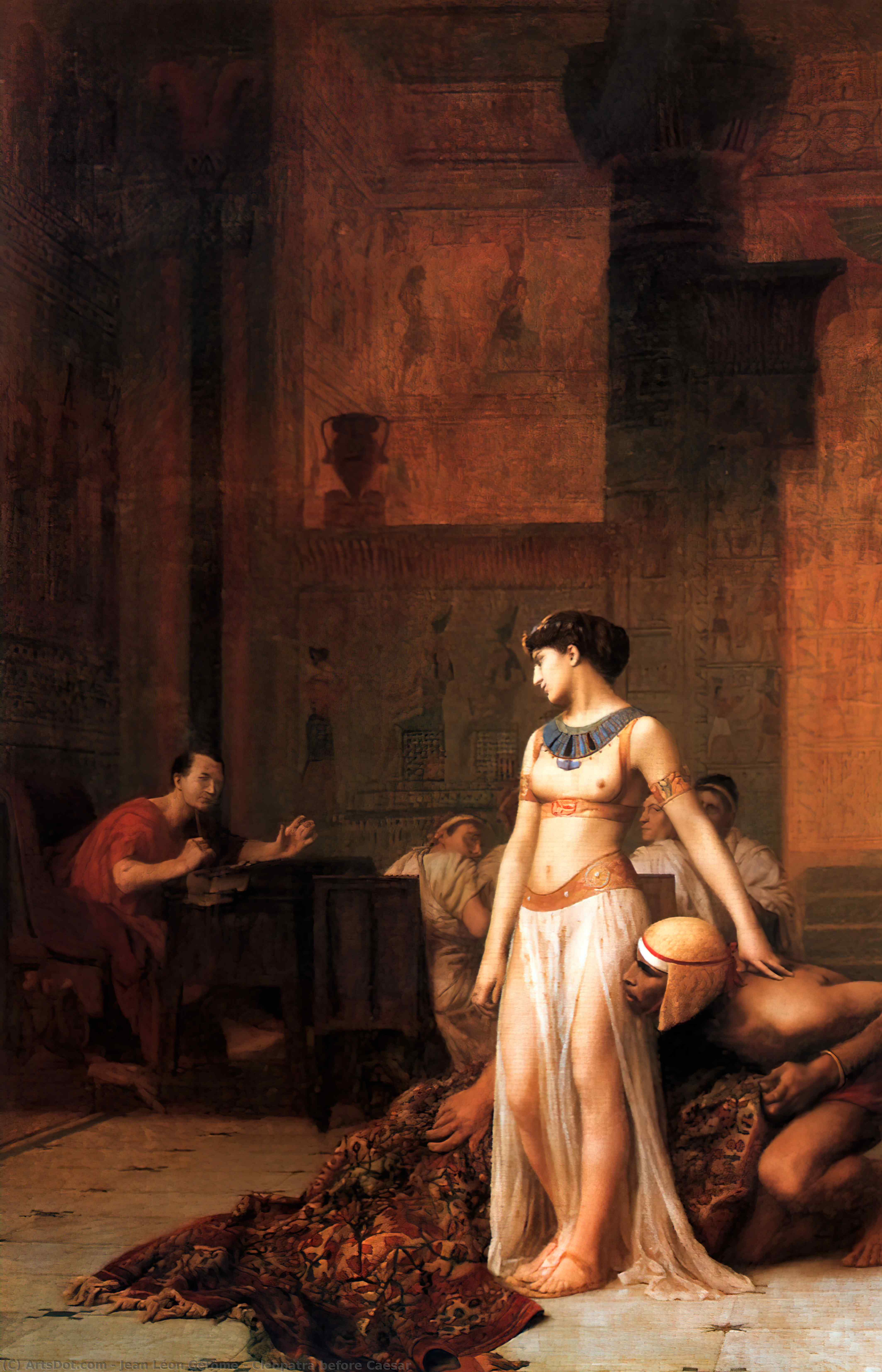 Wikioo.org - The Encyclopedia of Fine Arts - Painting, Artwork by Jean Léon Gérôme - Cleopatra before Caesar