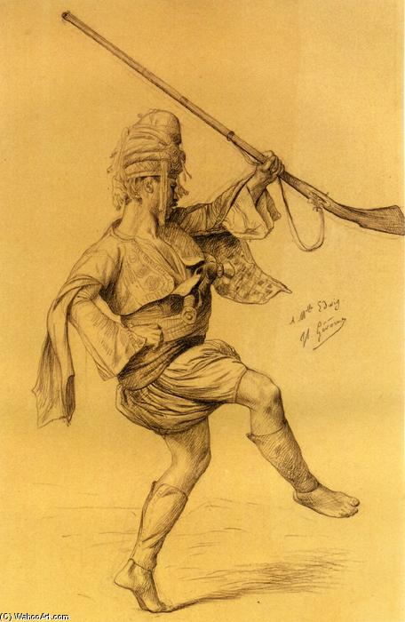 WikiOO.org - Encyclopedia of Fine Arts - Maleri, Artwork Jean Léon Gérôme - Dancing Bashi-Bazouk