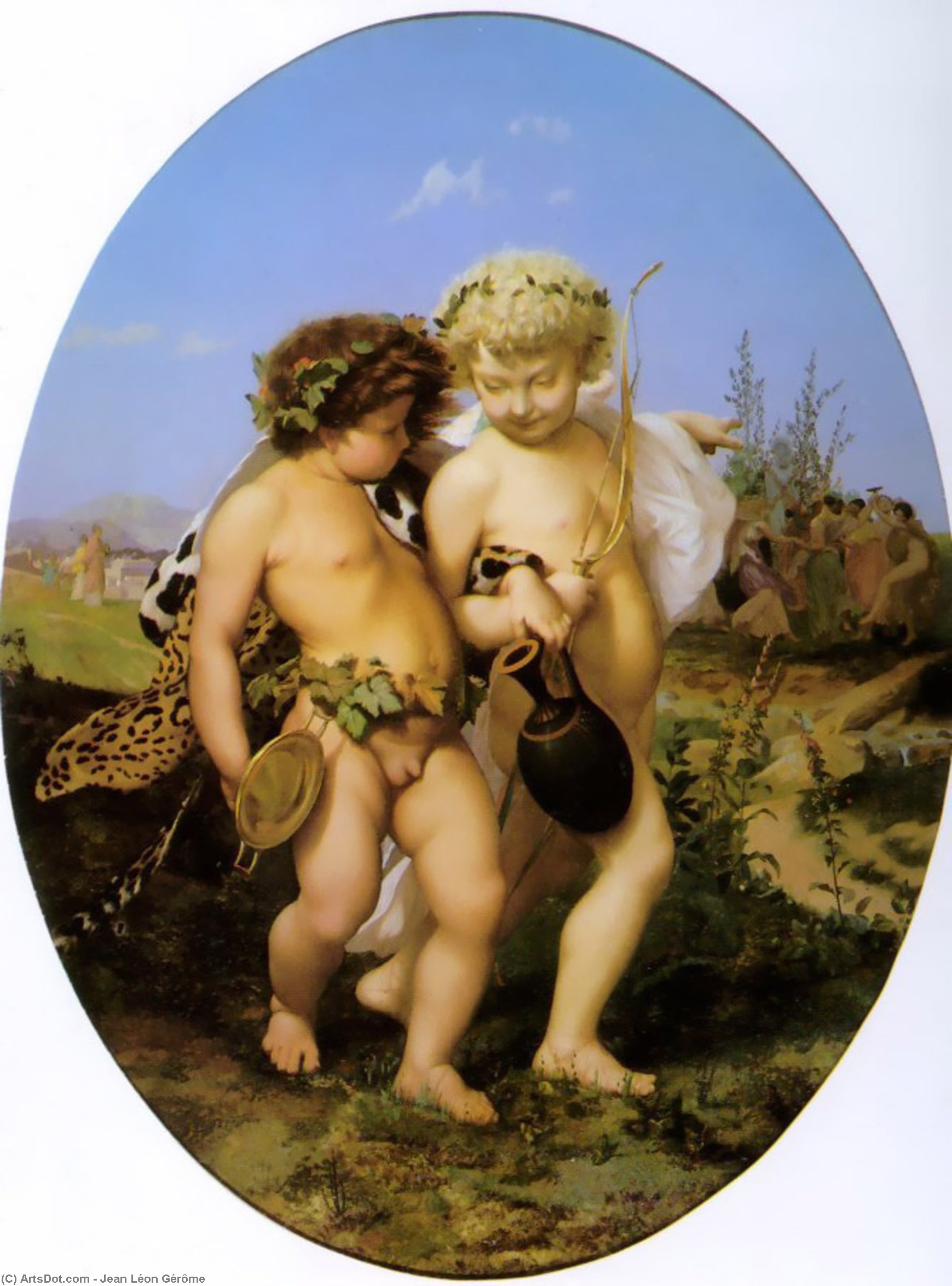 Wikioo.org - The Encyclopedia of Fine Arts - Painting, Artwork by Jean Léon Gérôme - Drunken Bacchus and Cupid