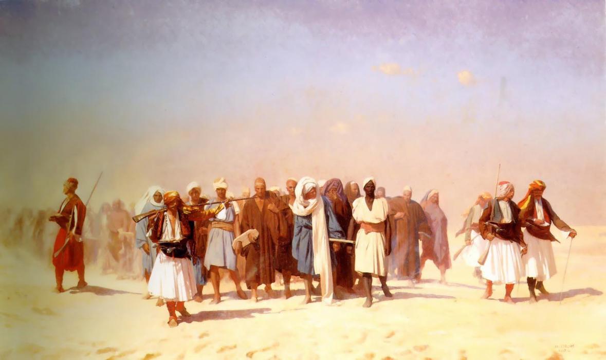 Wikioo.org - Encyklopedia Sztuk Pięknych - Malarstwo, Grafika Jean Léon Gérôme - Egyptian Recruits Crossing the Desert