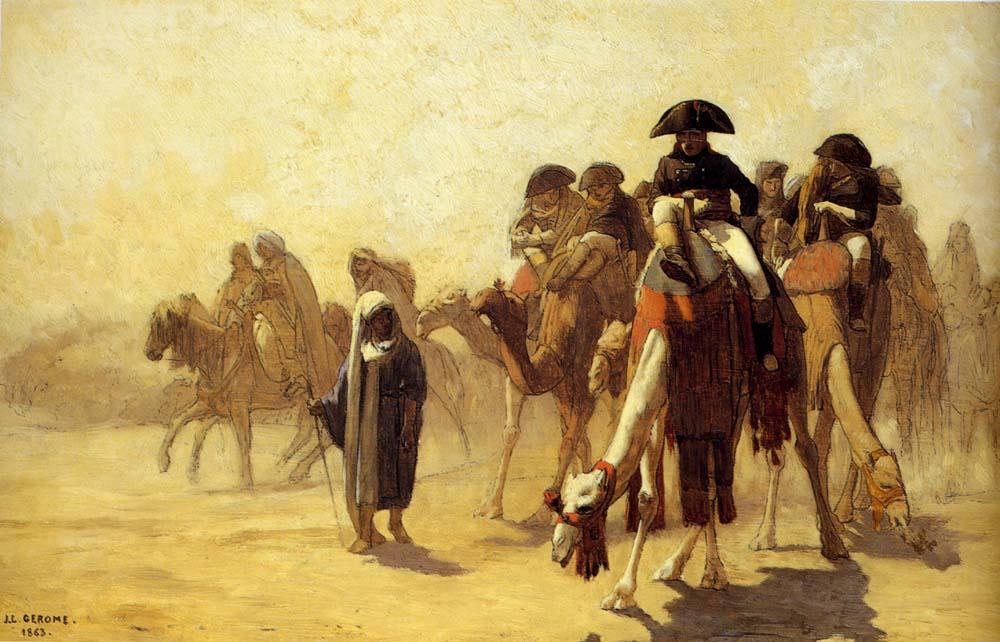 Wikioo.org - The Encyclopedia of Fine Arts - Painting, Artwork by Jean Léon Gérôme - General Bonaparte With His Military Staff In Egypt