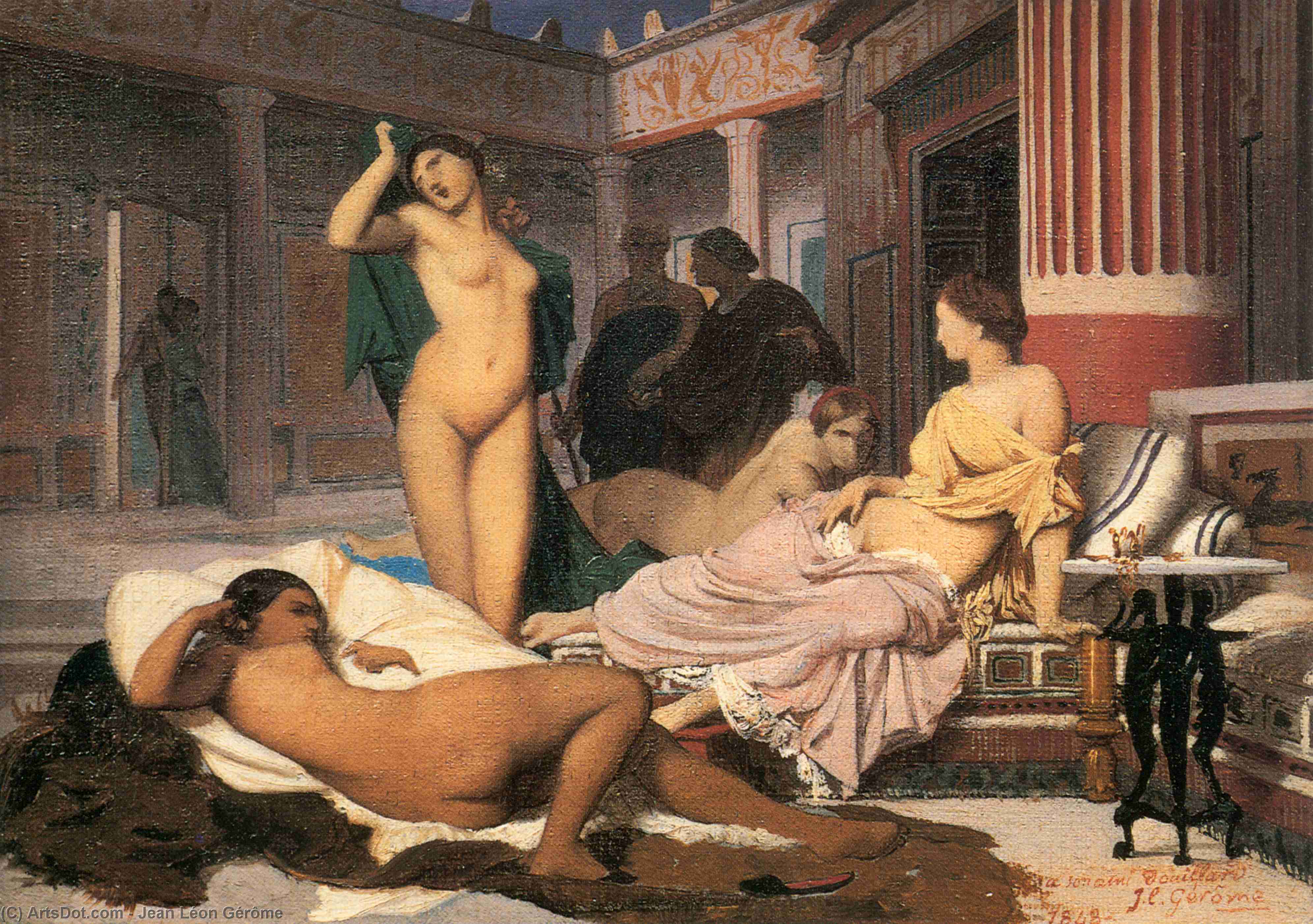 Wikioo.org - The Encyclopedia of Fine Arts - Painting, Artwork by Jean Léon Gérôme - Greek Interior [sketch]