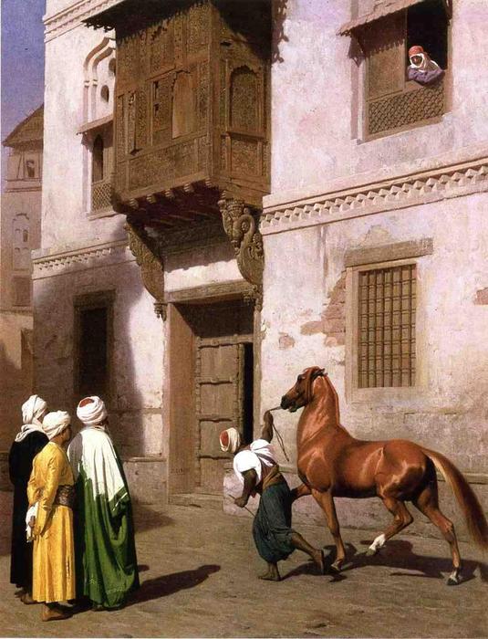 Wikioo.org – L'Enciclopedia delle Belle Arti - Pittura, Opere di Jean Léon Gérôme - Cavallo Merchant in Cairo
