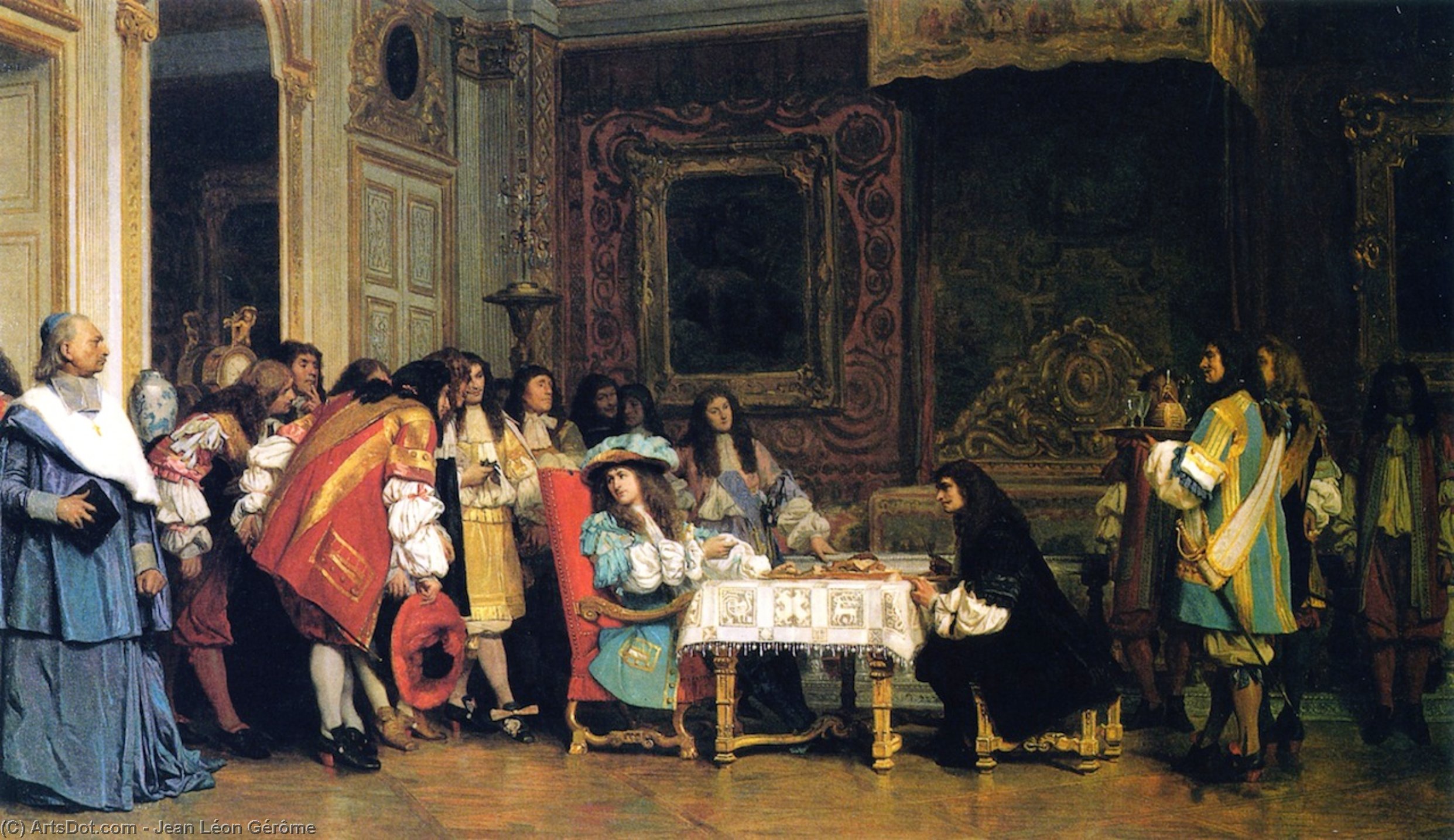 WikiOO.org - Енциклопедия за изящни изкуства - Живопис, Произведения на изкуството Jean Léon Gérôme - Louis XIV and Moliere