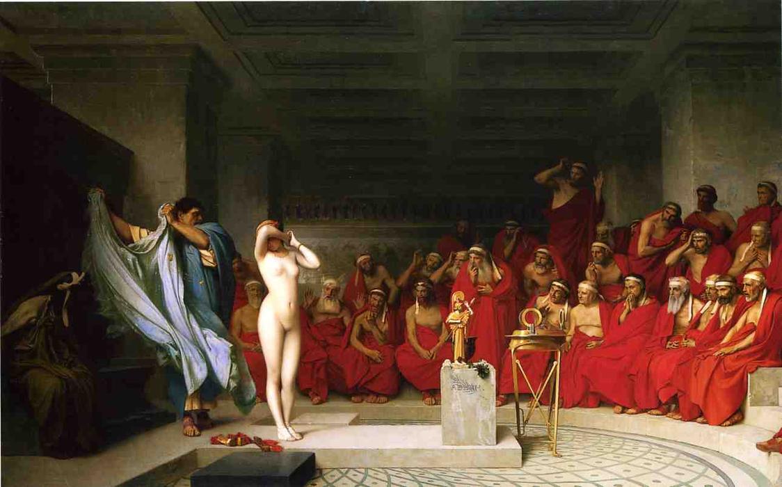 Wikioo.org - The Encyclopedia of Fine Arts - Painting, Artwork by Jean Léon Gérôme - Phyrne before the Areopagus