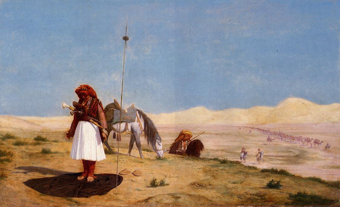 Wikioo.org - The Encyclopedia of Fine Arts - Painting, Artwork by Jean Léon Gérôme - Prayer in the Desert