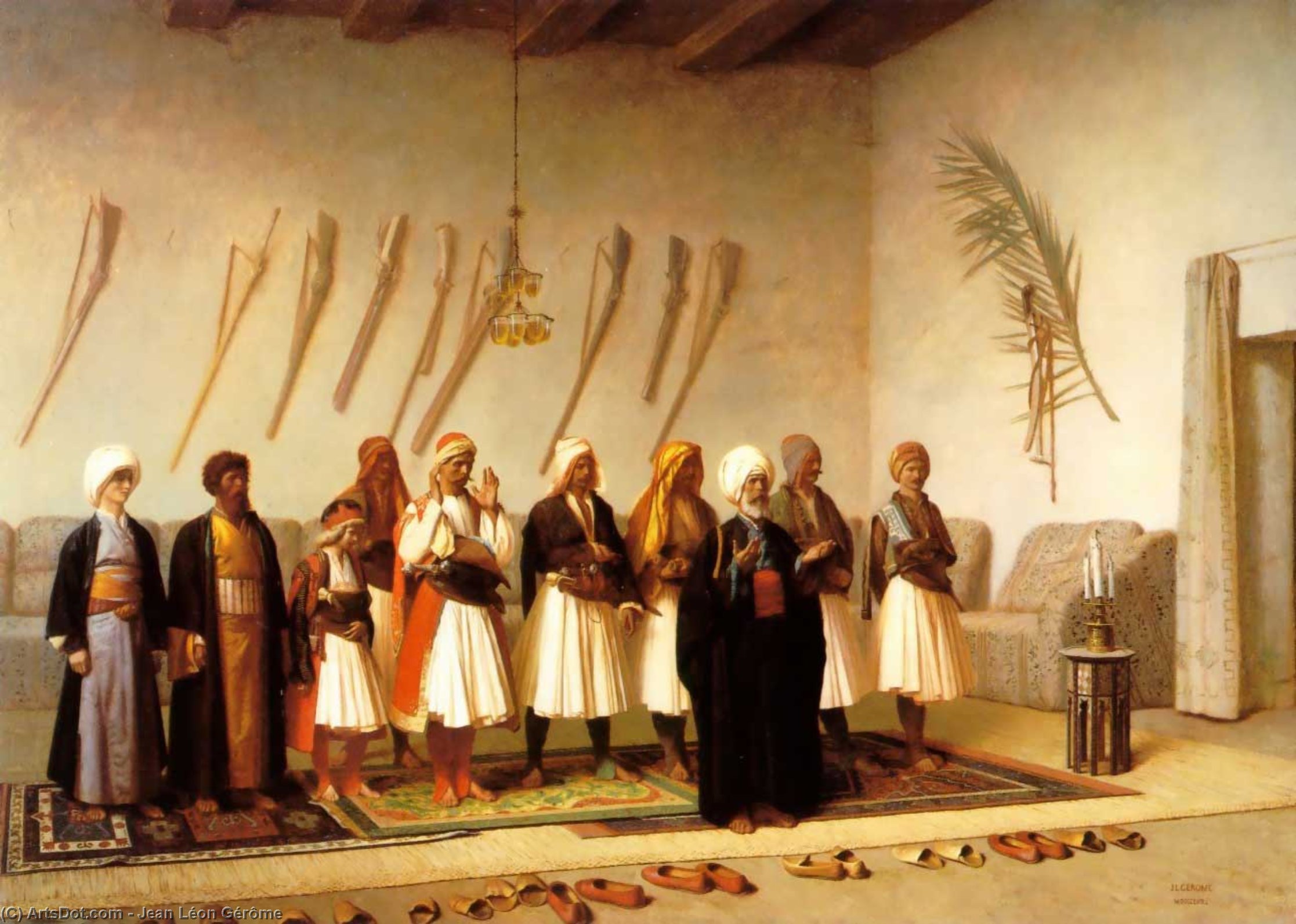 Wikioo.org - The Encyclopedia of Fine Arts - Painting, Artwork by Jean Léon Gérôme - Prayer in the House of an Arnaut Chief