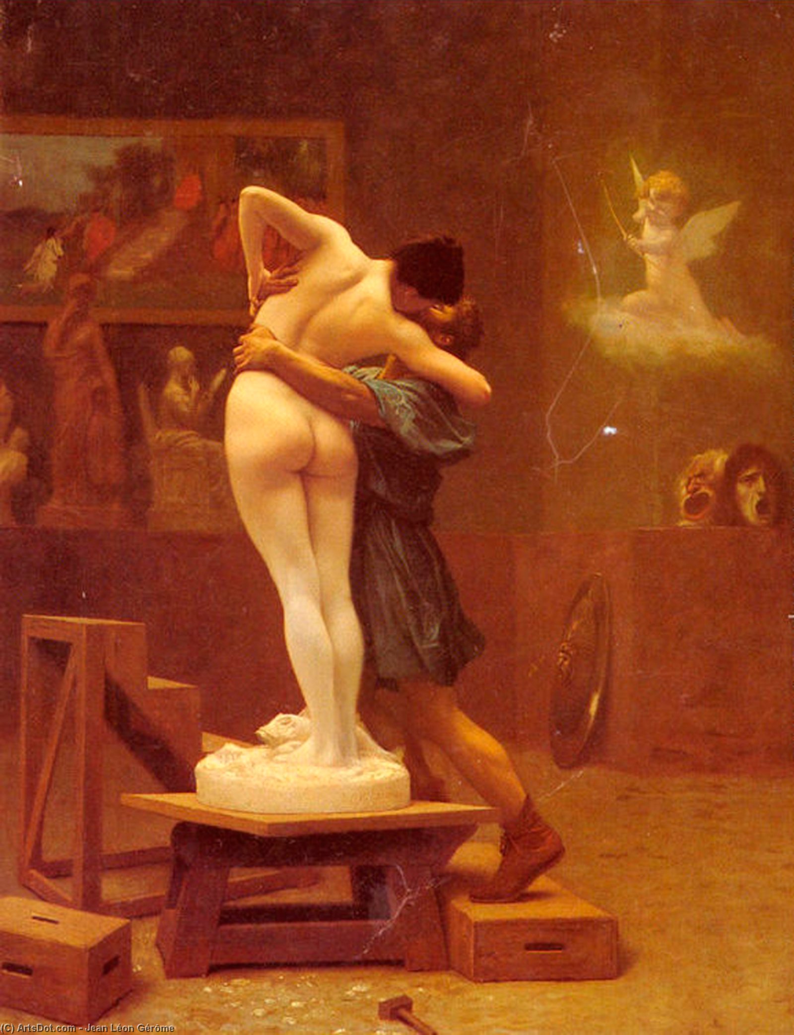 Wikioo.org - The Encyclopedia of Fine Arts - Painting, Artwork by Jean Léon Gérôme - Pygmalion and Galatea