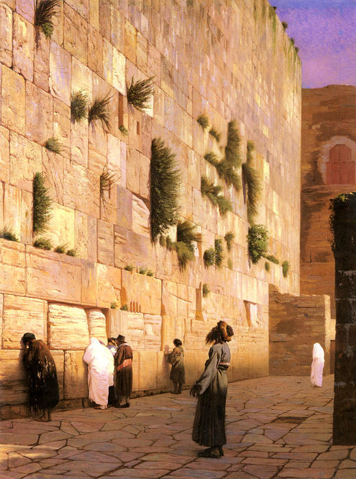 WikiOO.org - Encyclopedia of Fine Arts - Maleri, Artwork Jean Léon Gérôme - Solomon's Wall Jerusalem