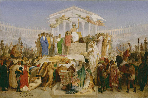Wikoo.org - موسوعة الفنون الجميلة - اللوحة، العمل الفني Jean Léon Gérôme - Study for the Age of Augustus, Birth of Christ