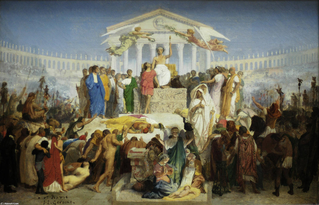Wikoo.org - موسوعة الفنون الجميلة - اللوحة، العمل الفني Jean Léon Gérôme - The Age of Augustus, the Birth of Christ